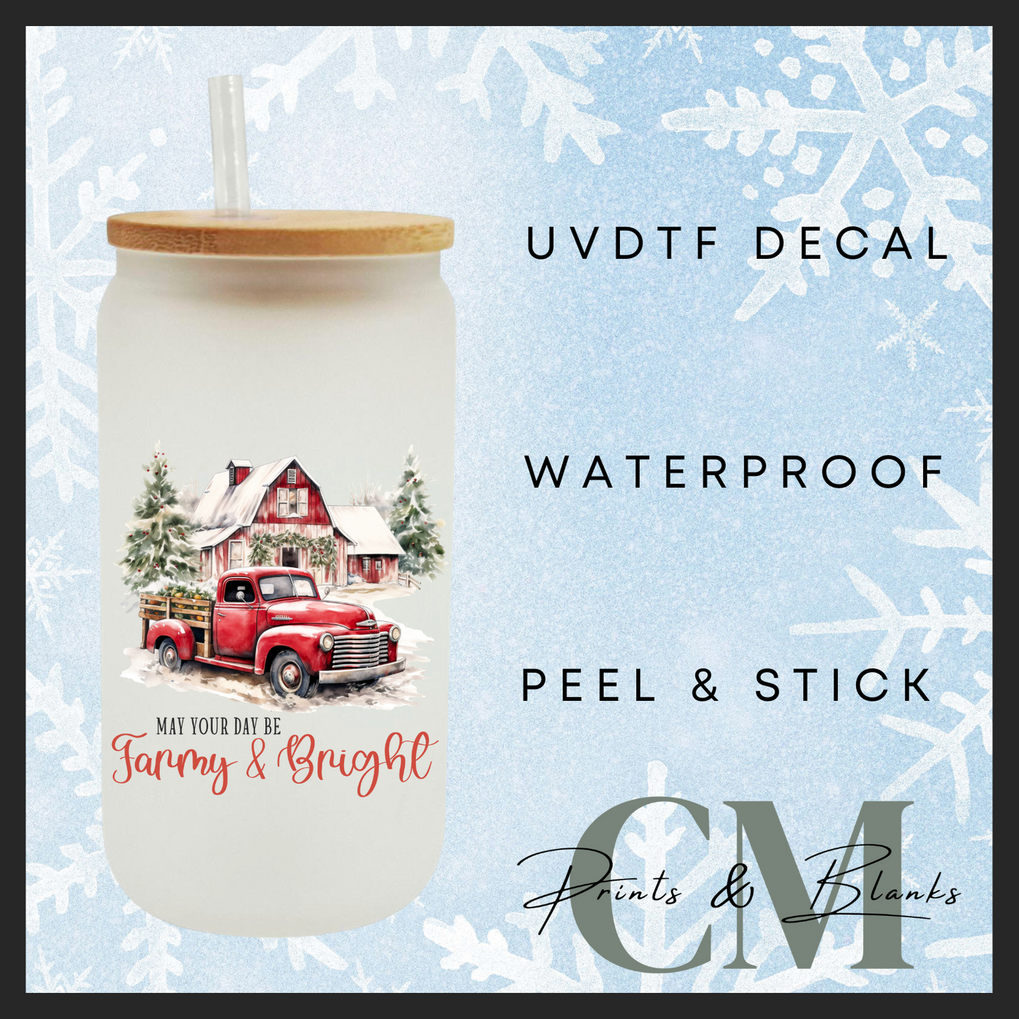 Farm style Christmas uvdtf single transfers (4” / 10cm)