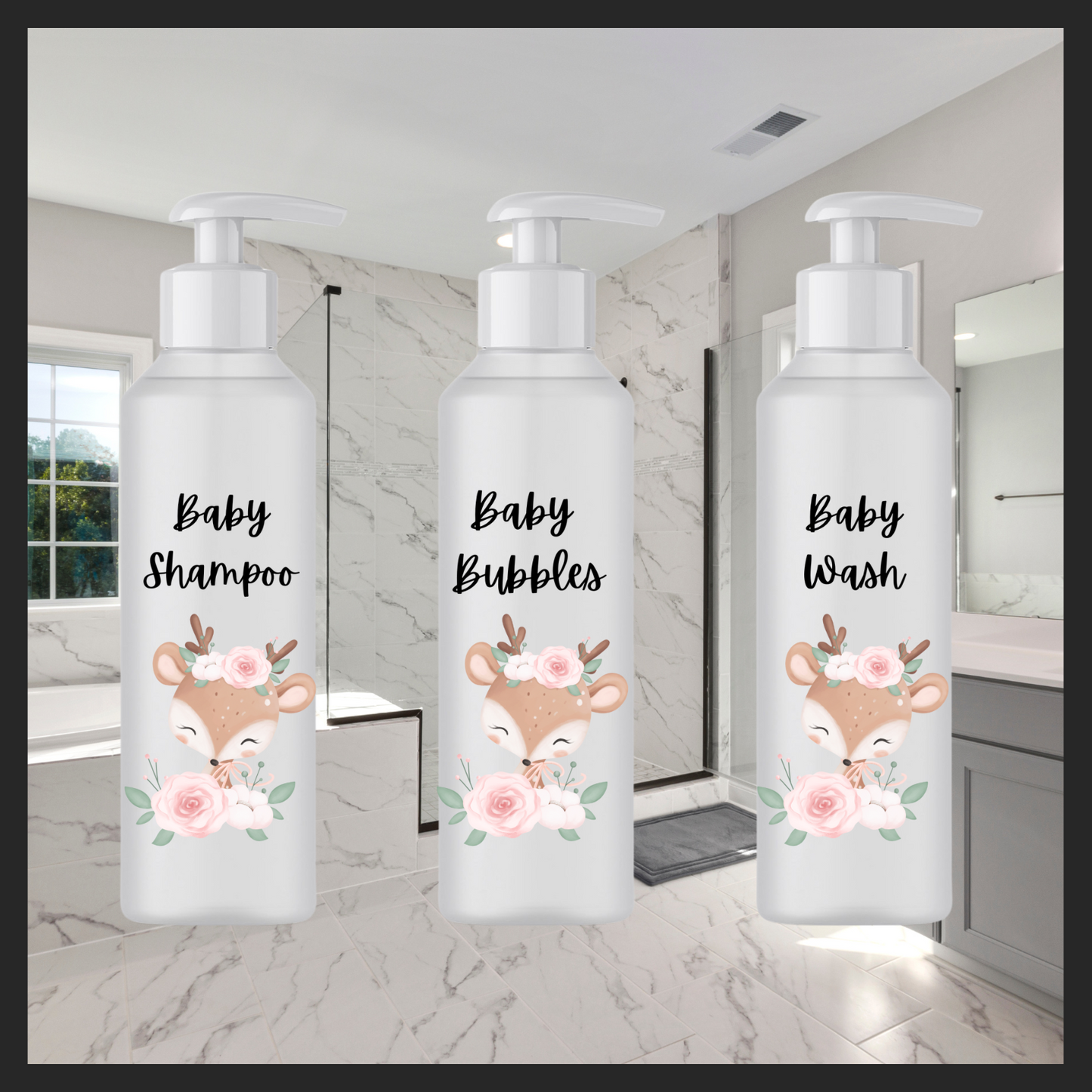 Baby bath bottles Uvdtf single decals (pack of 3) (5.4” / 14cm height)