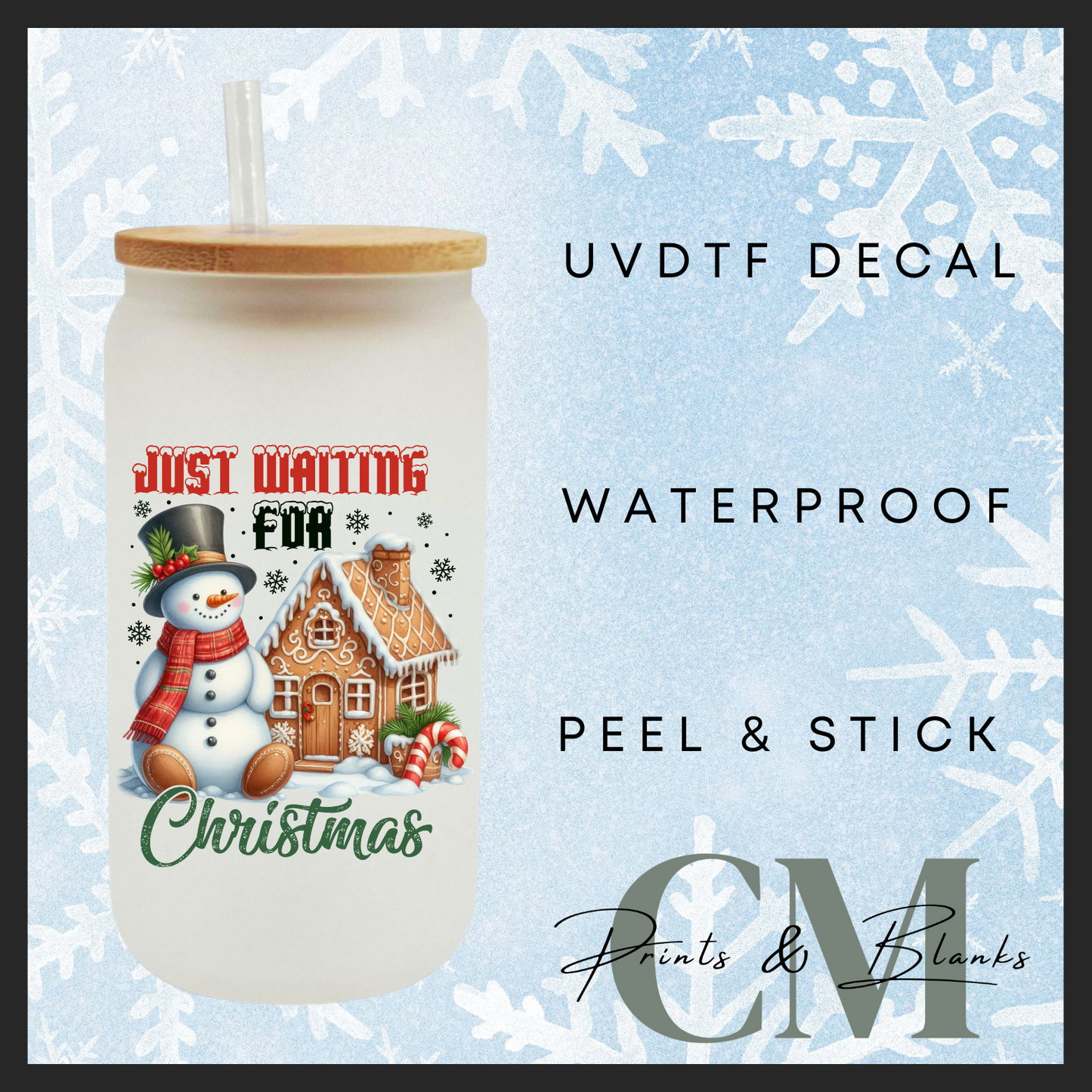 Just waiting for Christmas single uvdtf decal (4” / 10cm)