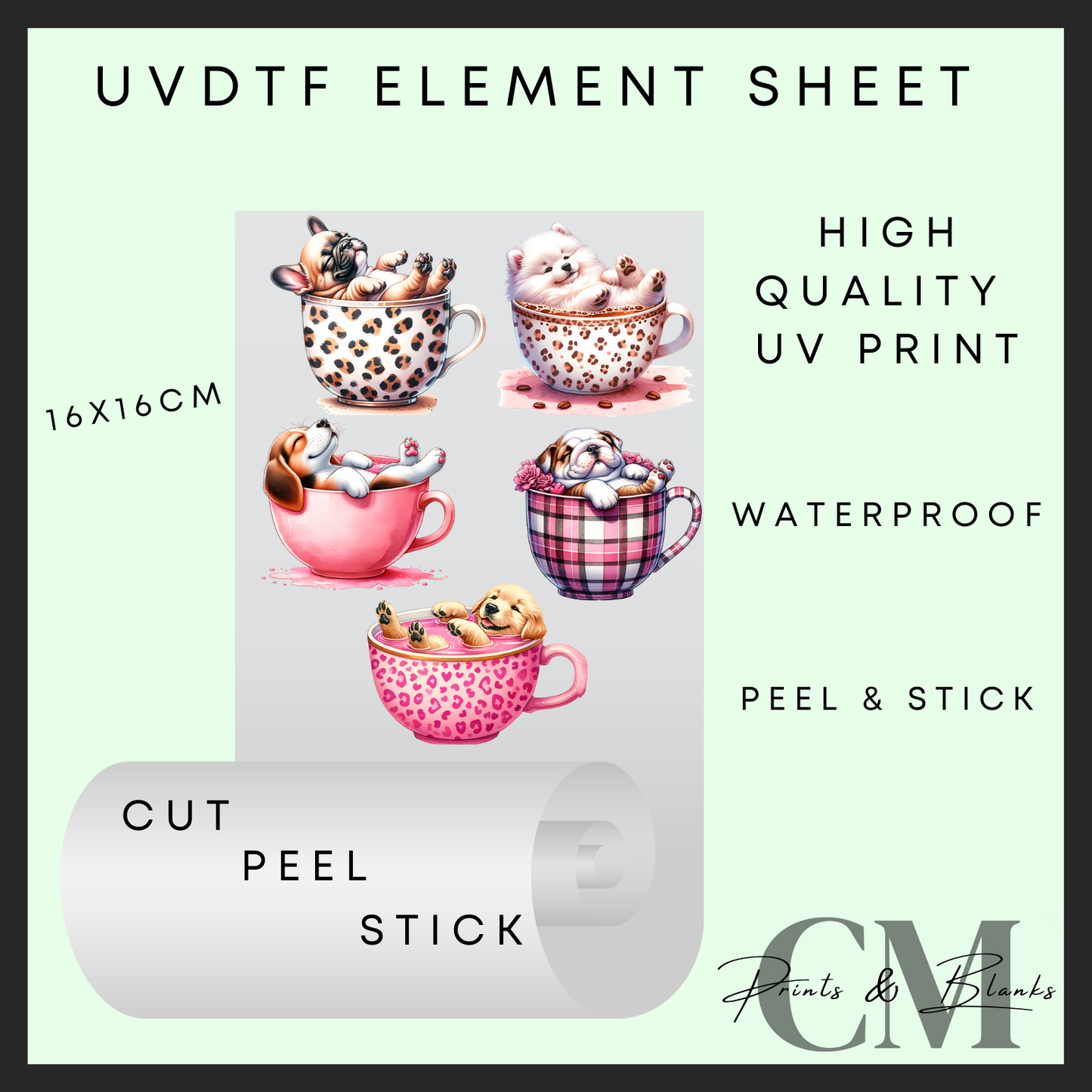 Pup in a cup Uvdtf element sheet