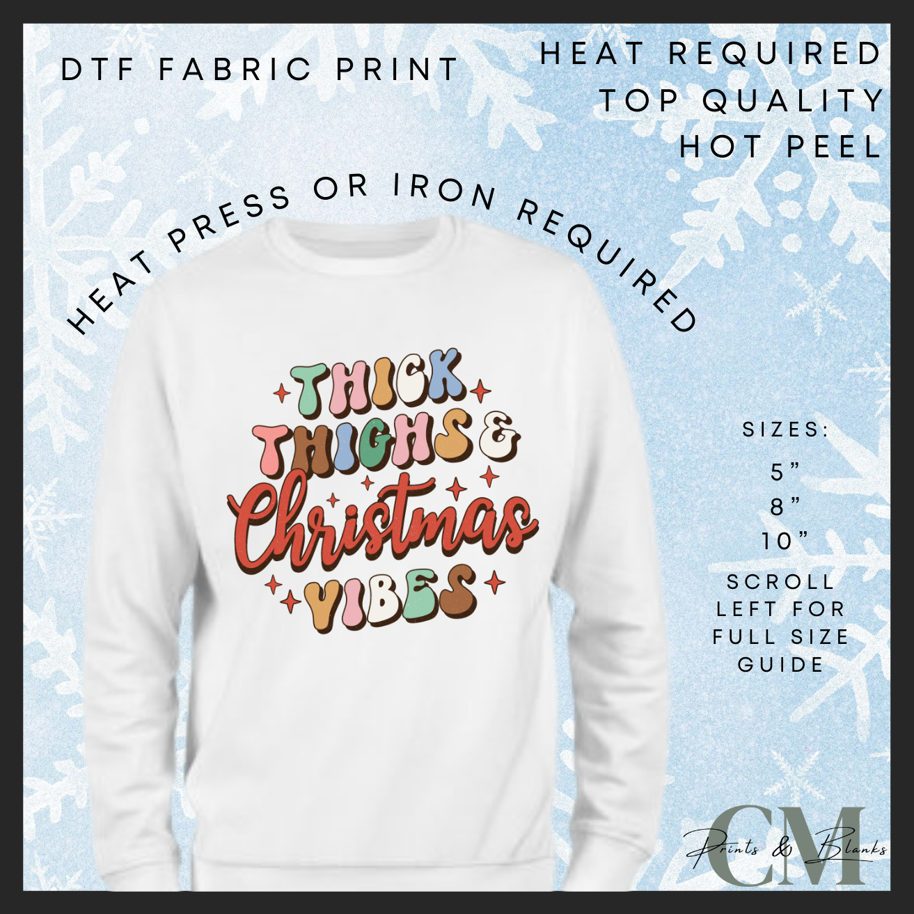 Thick thighs and Christmas vibes DTF transfer