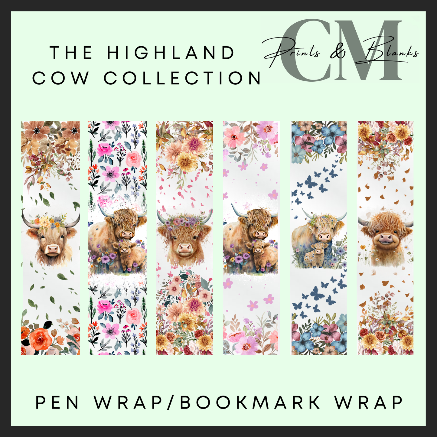 The highland cow collection, bookmark and pen wraps