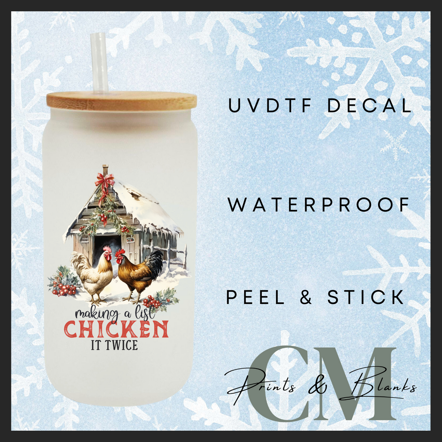 Farm style Christmas uvdtf single transfers (4” / 10cm)