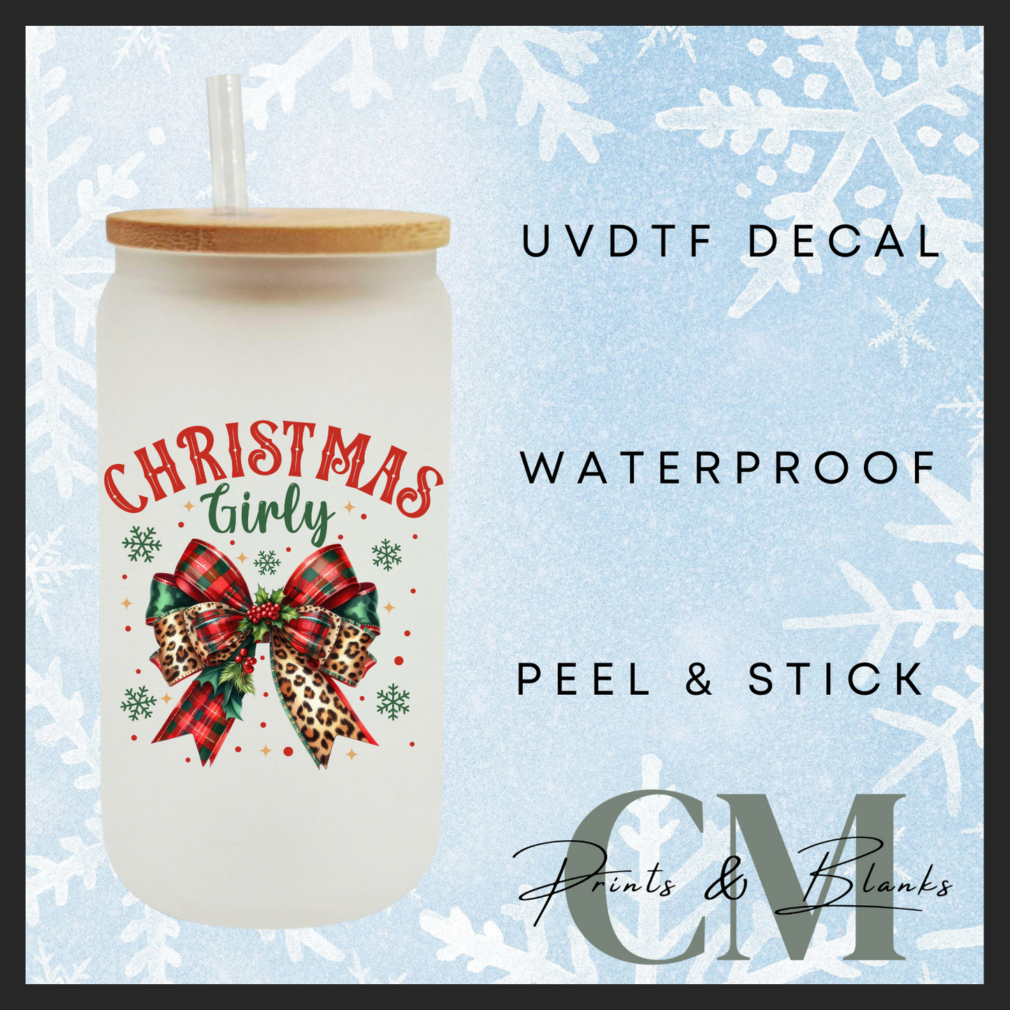 Christmas girly single uvdtf decal (4” / 10cm)