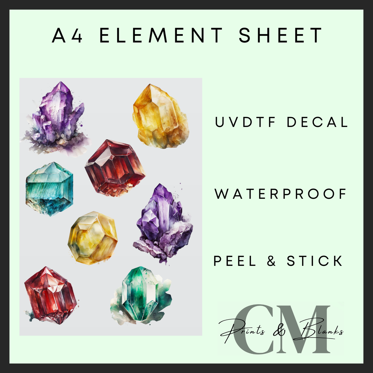 Crystals A4 uvdtf element sheet