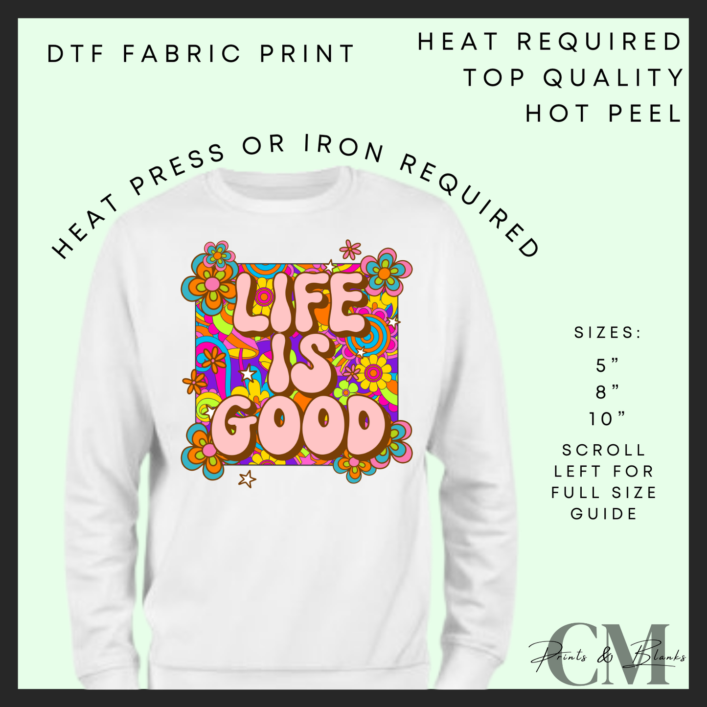 Life is good retro DTF transfer