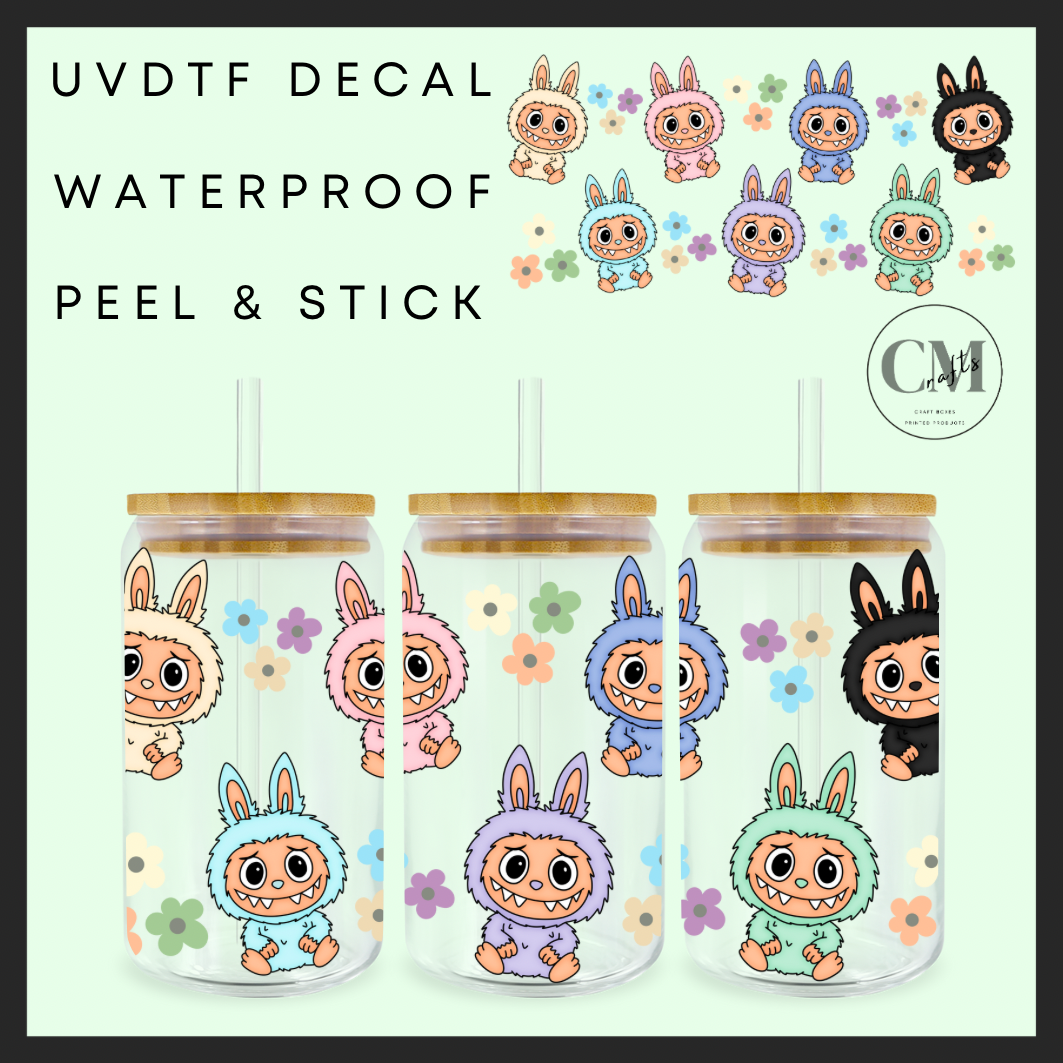 Sitting pretty flower monsters 16oz Uvdtf wrap
