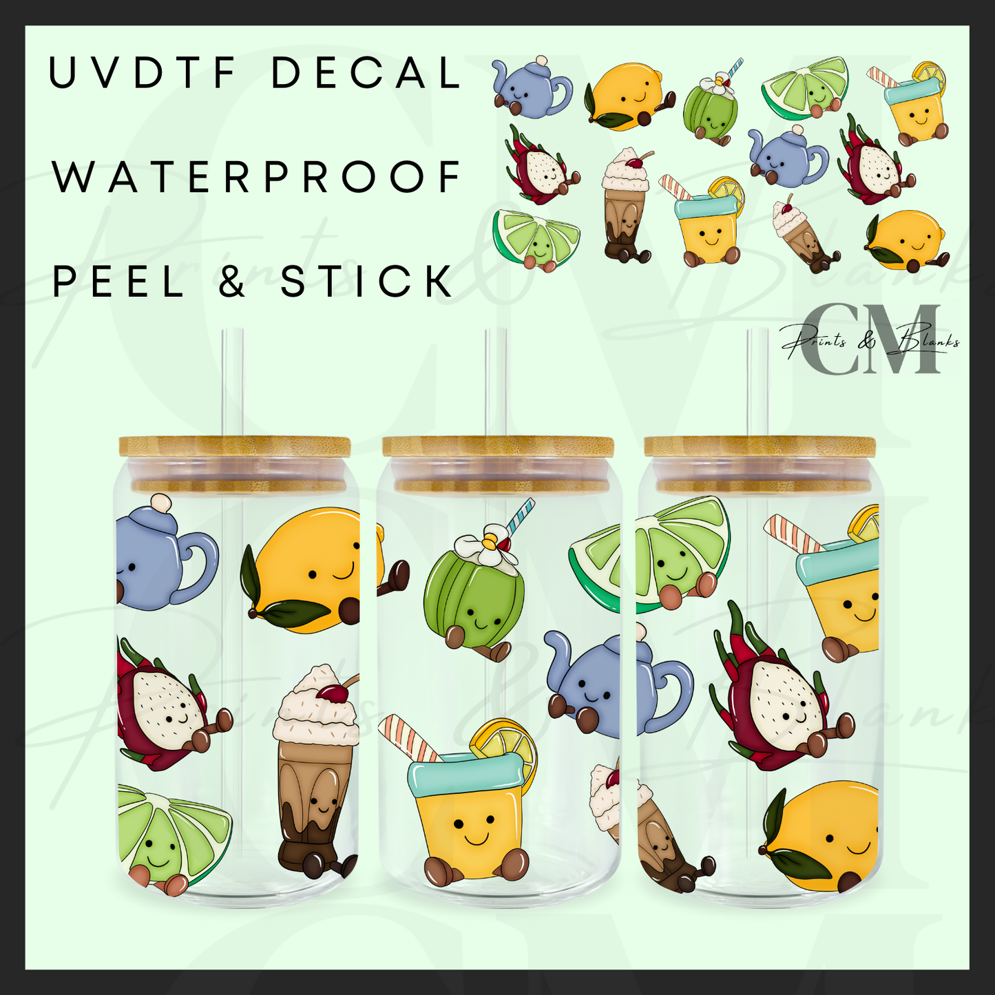 Summer drinks jelly teddy 16oz uvdtf wrap