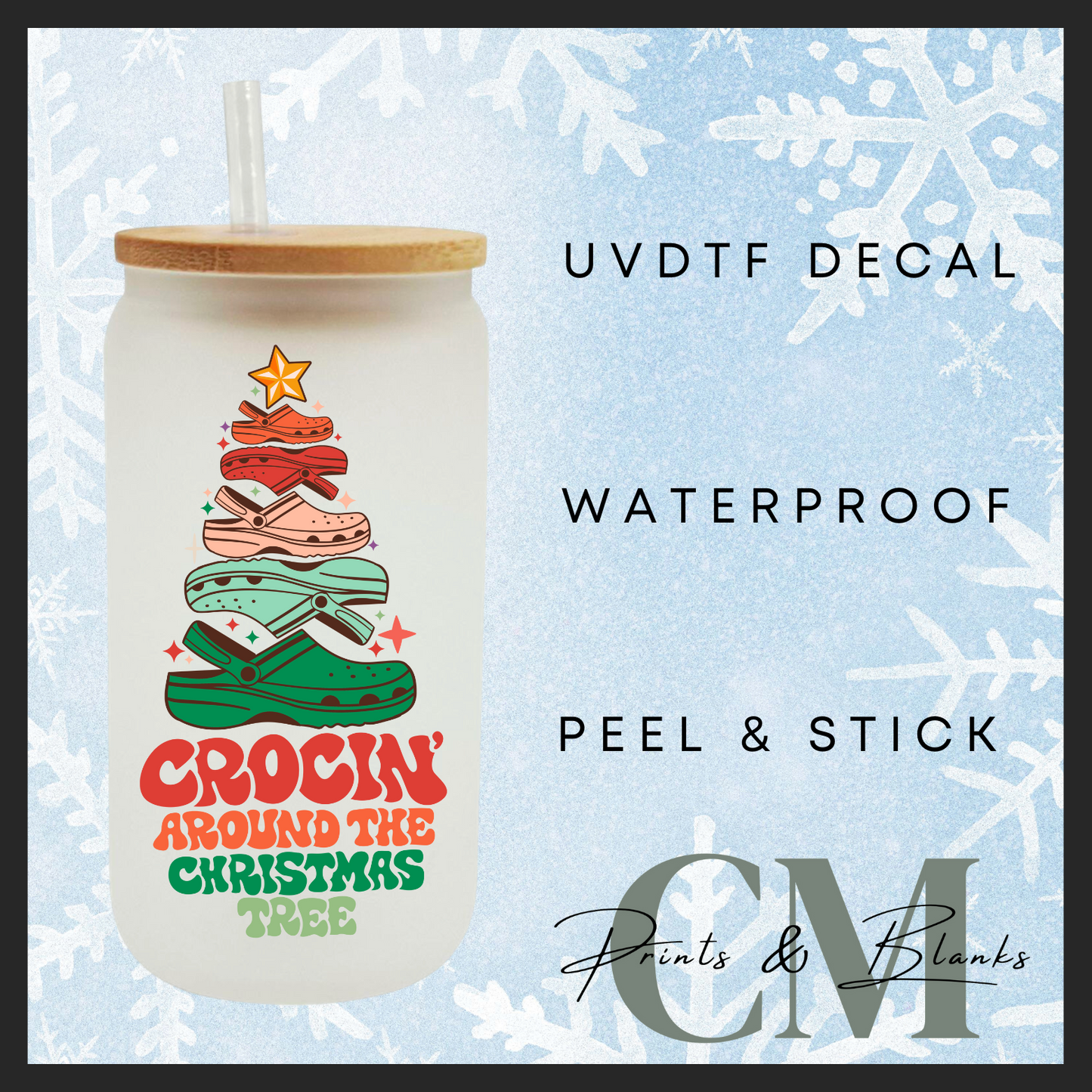 Crocin around the Christmas tree single uvdtf decal (4” / 10cm)