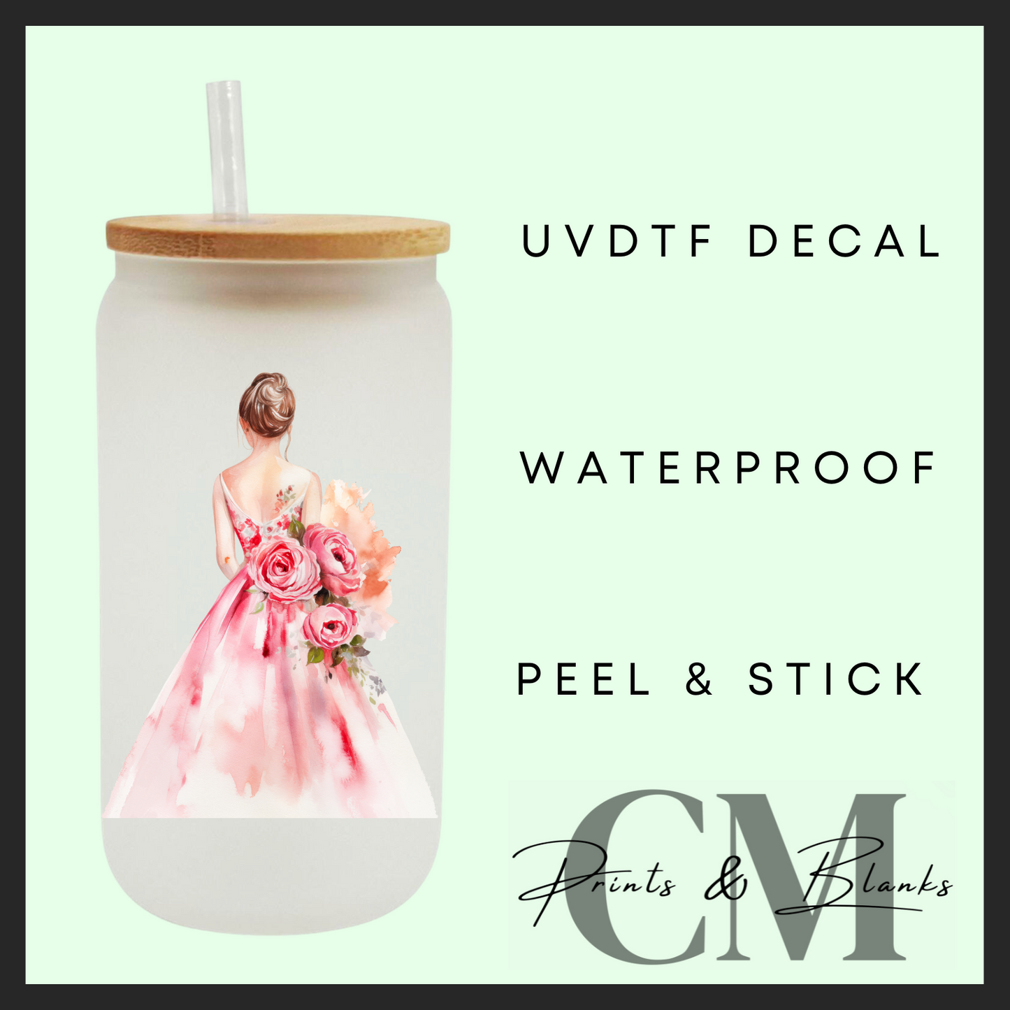 Wedding dress girls uvdtf single decal (4” / 10cm)