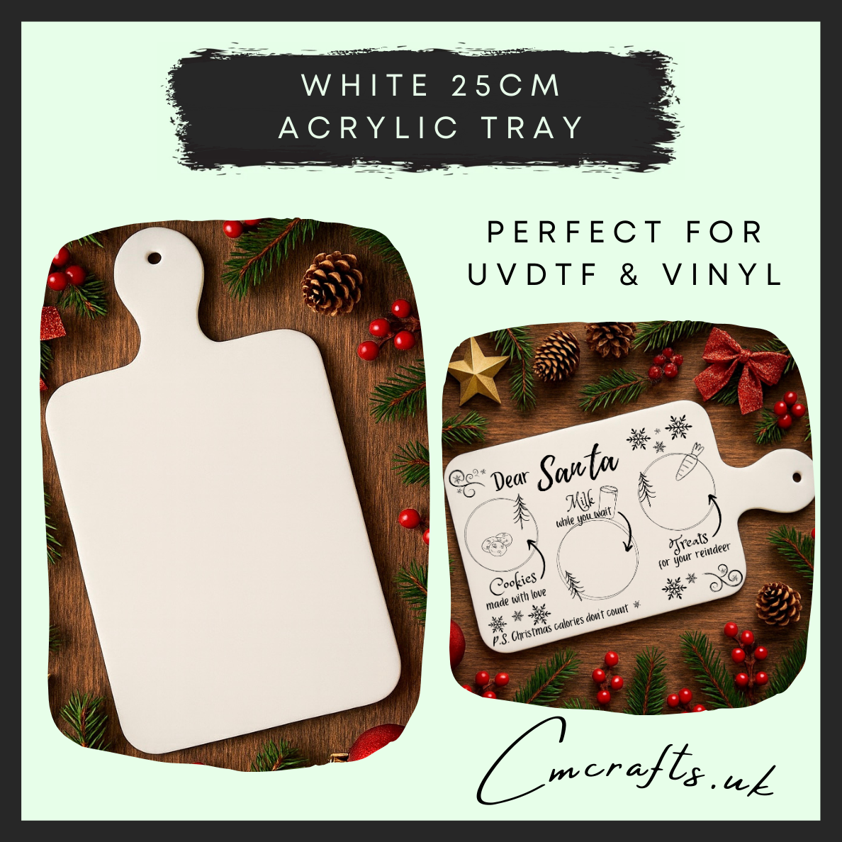 White 25cm acrylic tray
