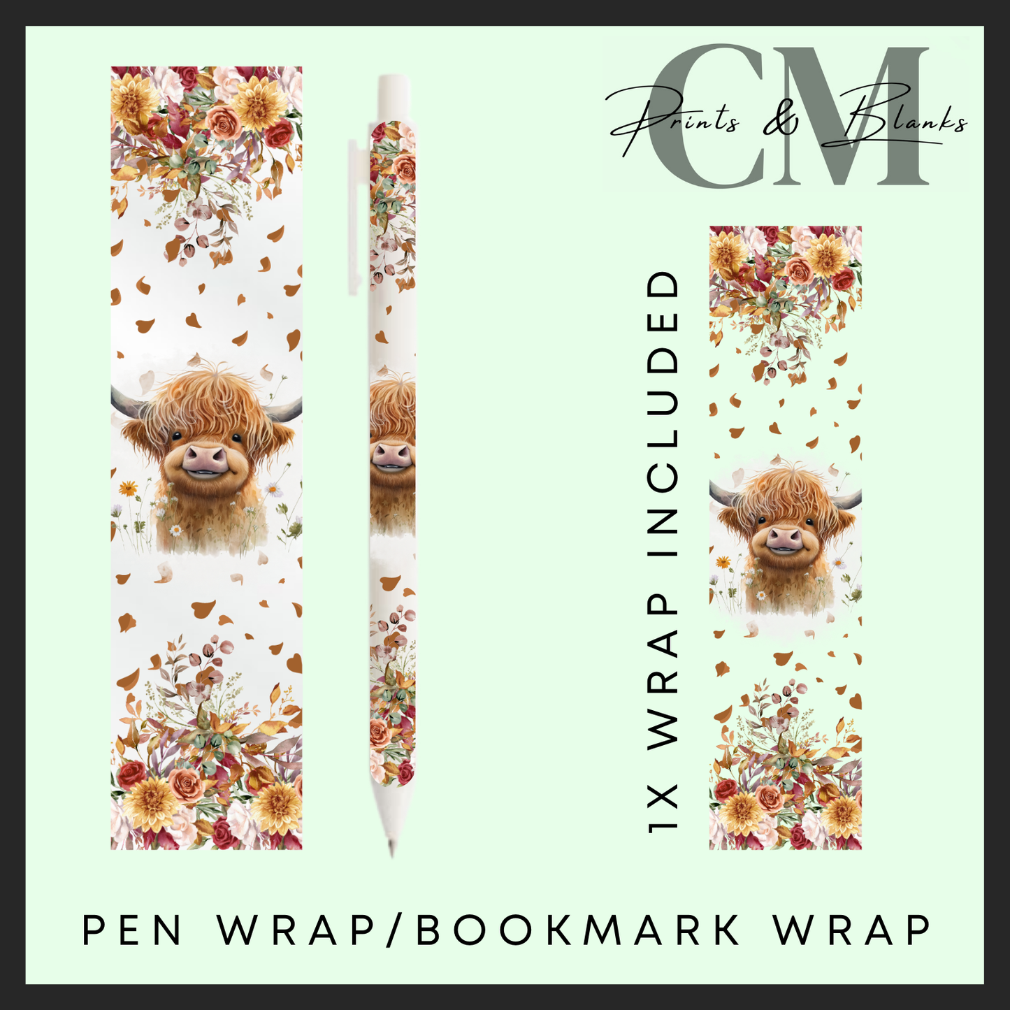 The highland cow collection, bookmark and pen wraps