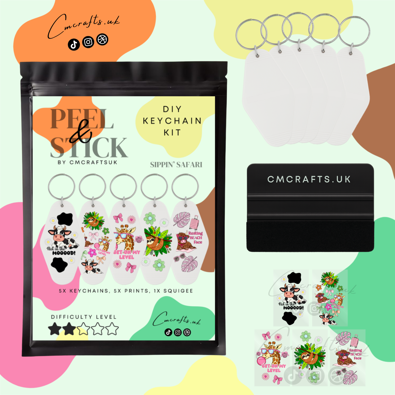 Peel and stick keychain kit
