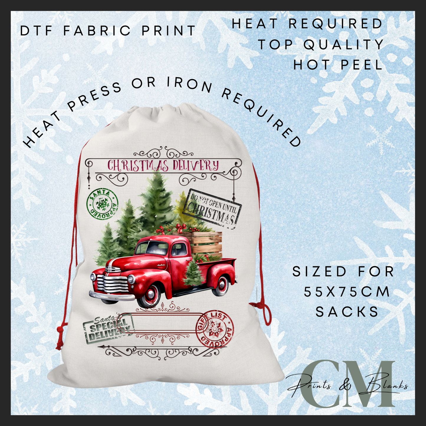 Christmas tree farm DTF Santa sack transfer