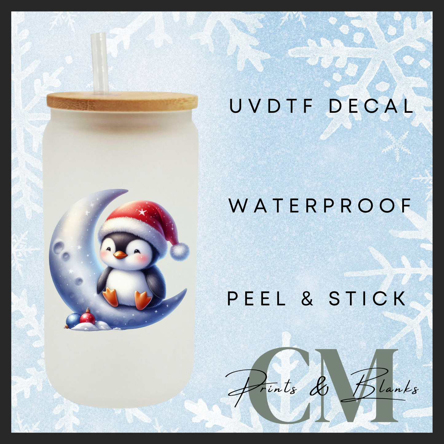 Christmas penguins Uvdtf single transfers (4” / 10cm)