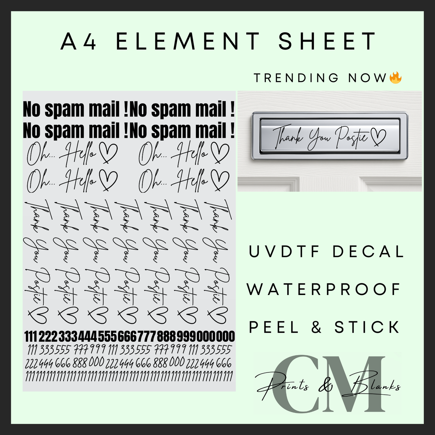 Mixed A4 letterbox element sheet