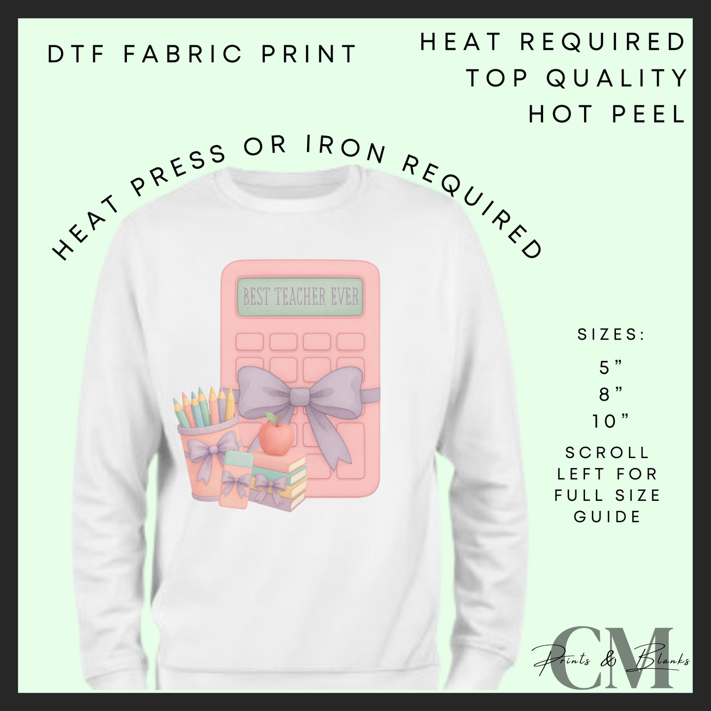 Pink calculator DTF transfer