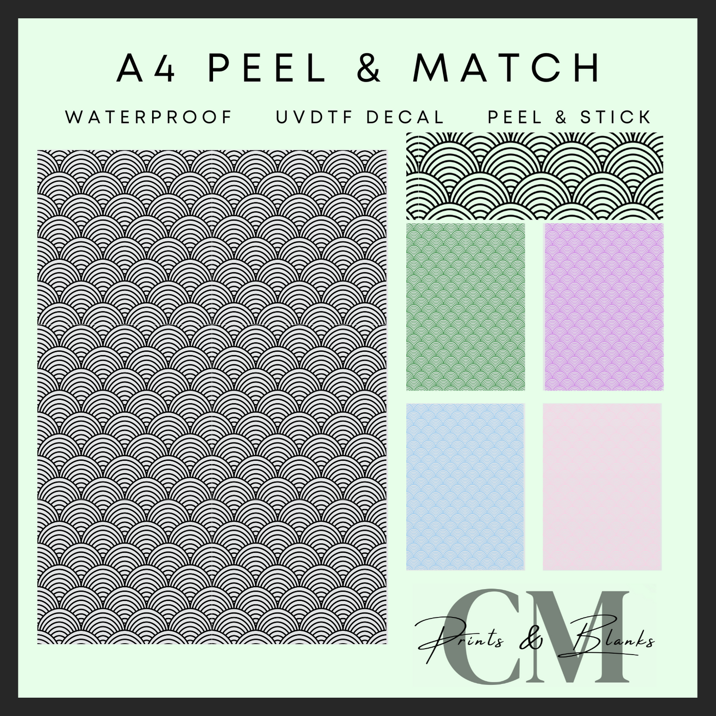 Retro pattern A4 Peel & Match Uvdtf sheet