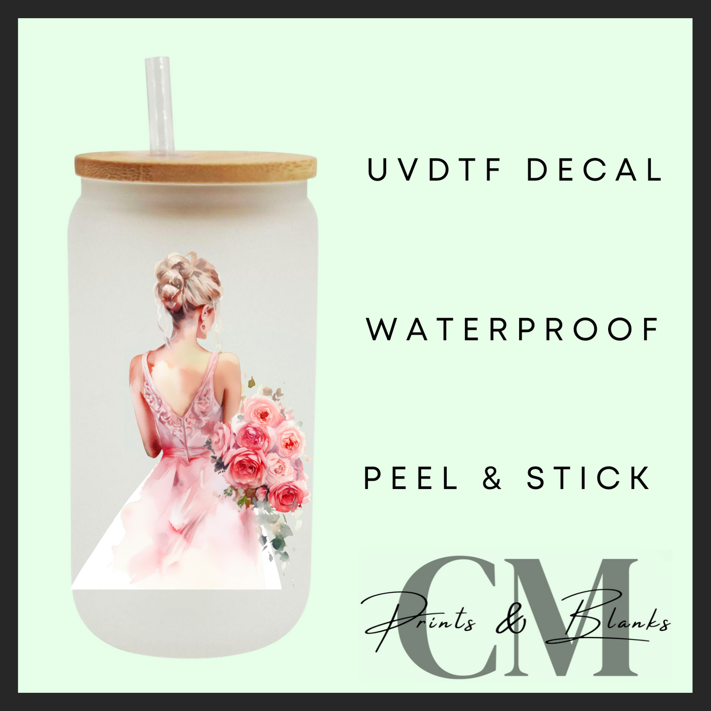 Wedding dress girls uvdtf single decal (4” / 10cm)
