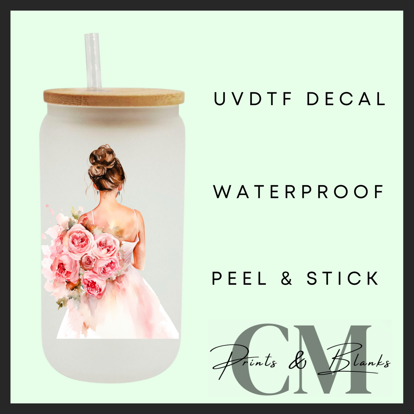 Wedding dress girls uvdtf single decal (4” / 10cm)