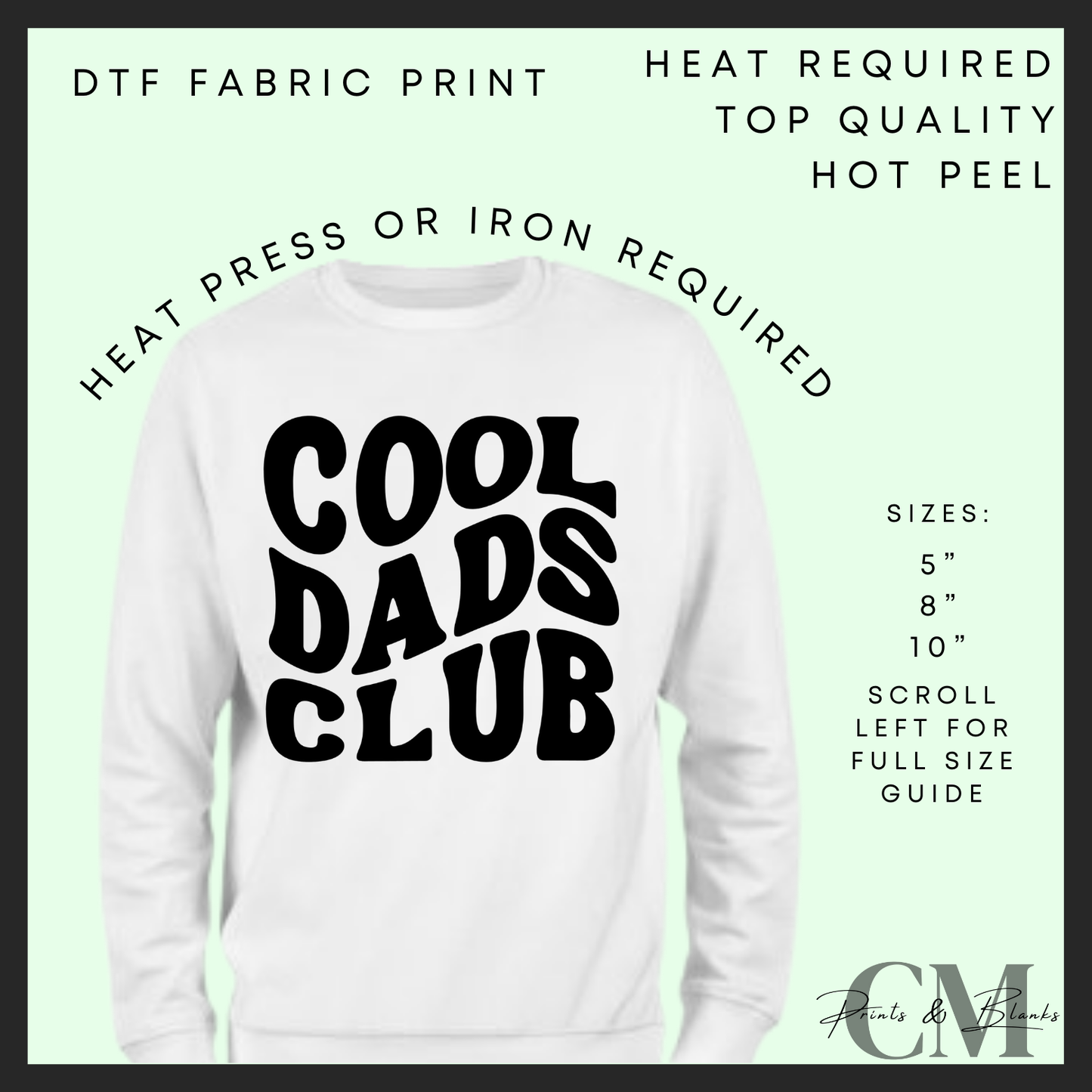 Cools dads club black Father’s Day DTF transfer