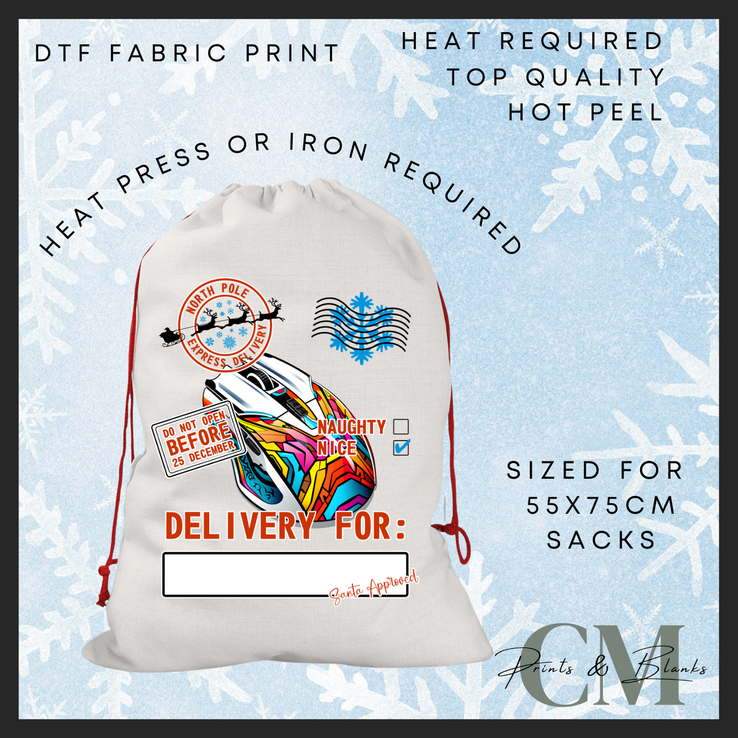 Computer mouse DTF Santa sack transfer