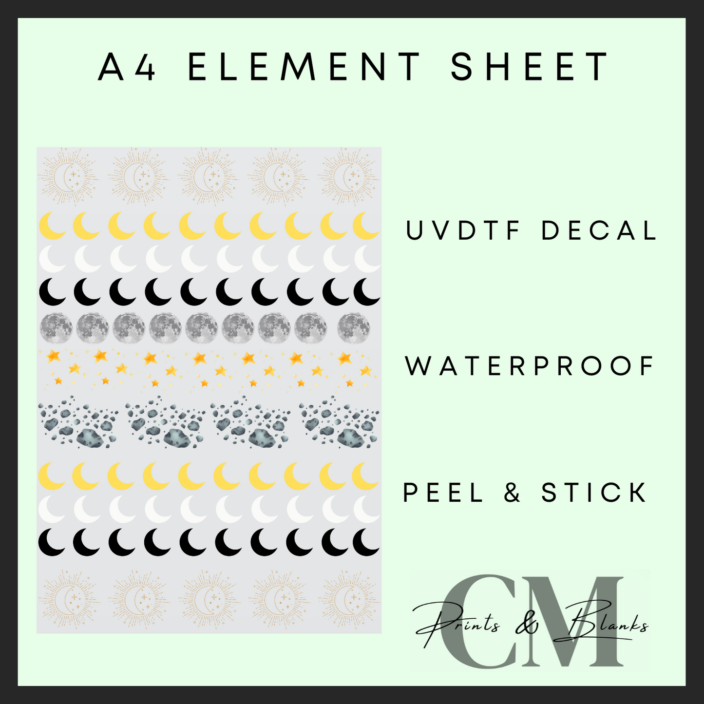 Stars and moon A4 filled element sheet