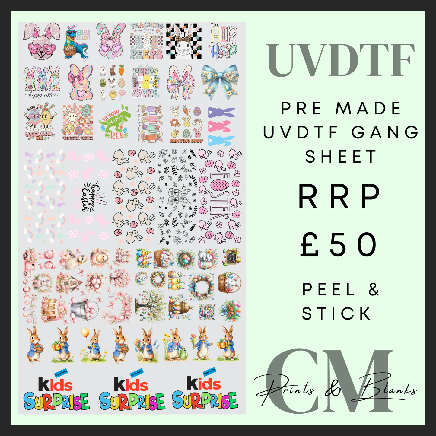 Easter pre made Uvdtf gang sheet (58x100cm)
