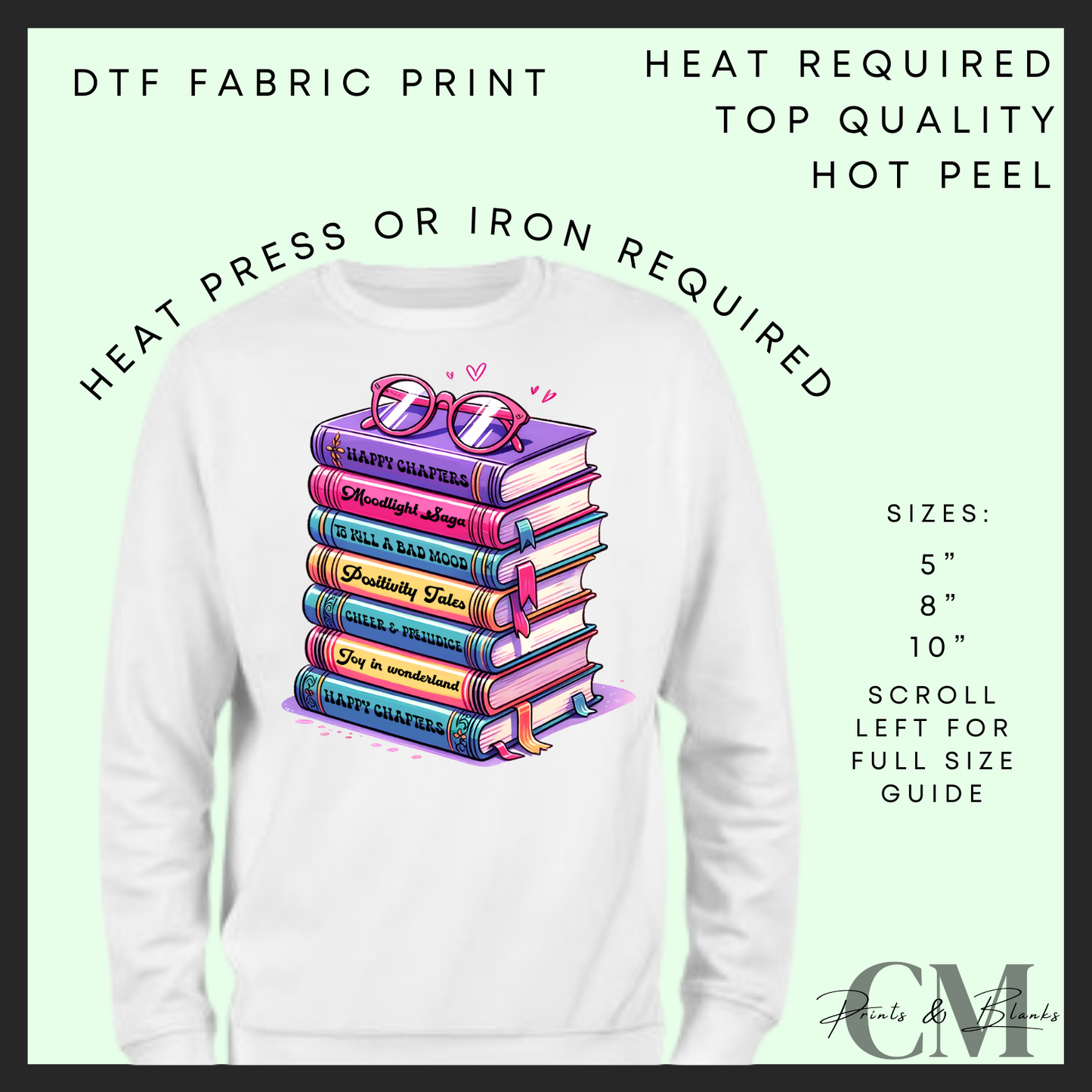 Positive books DTF transfer