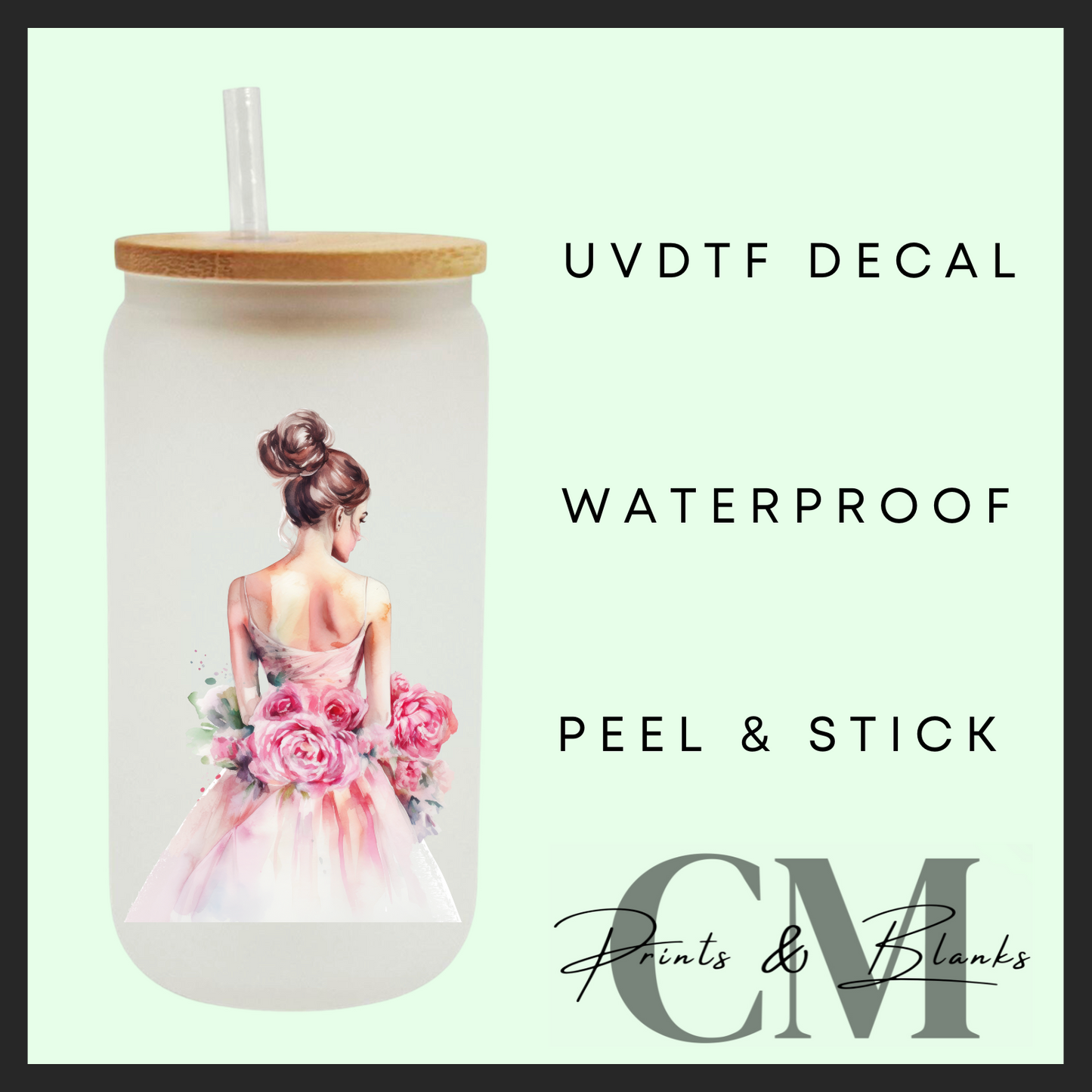Wedding dress girls uvdtf single decal (4” / 10cm)