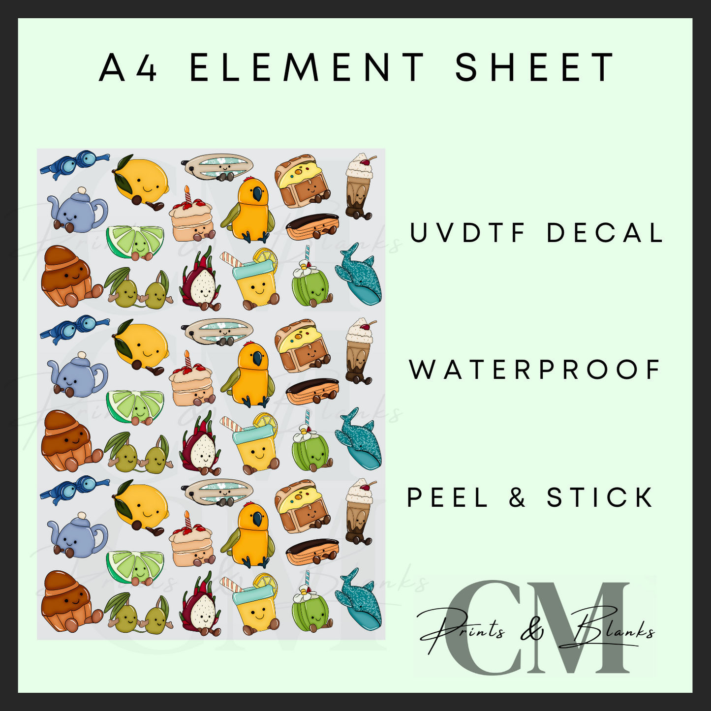Small summer jelly teddy uvdtf A4 element sheet