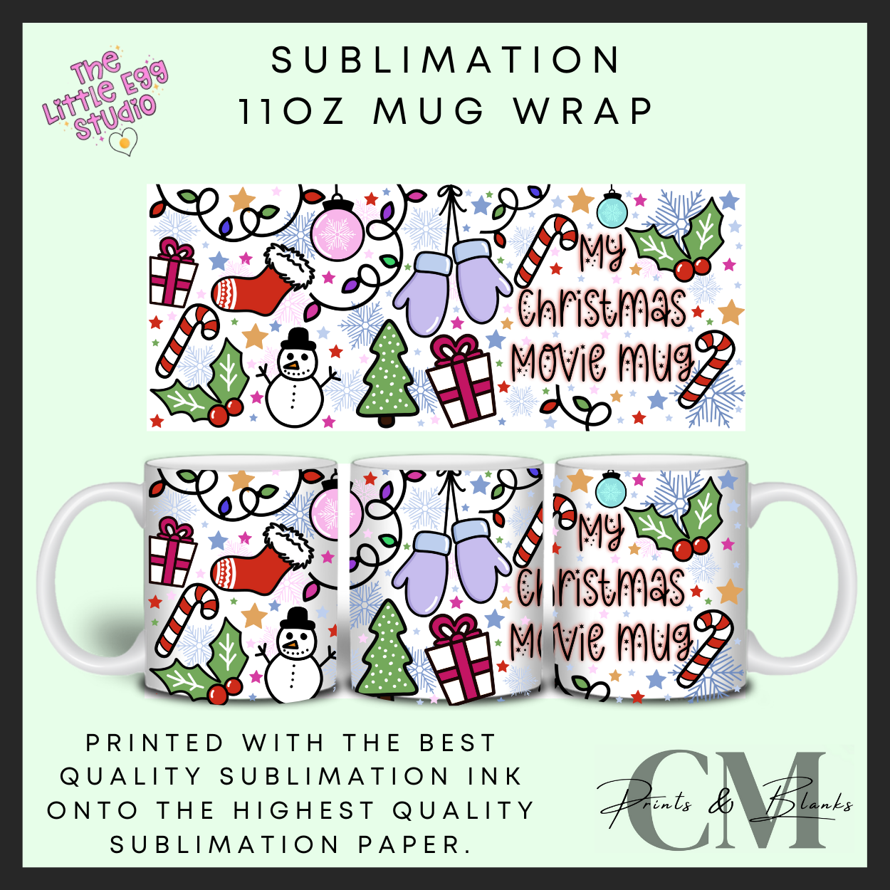 Christmas movie mug 11oz sublimation mug wrap