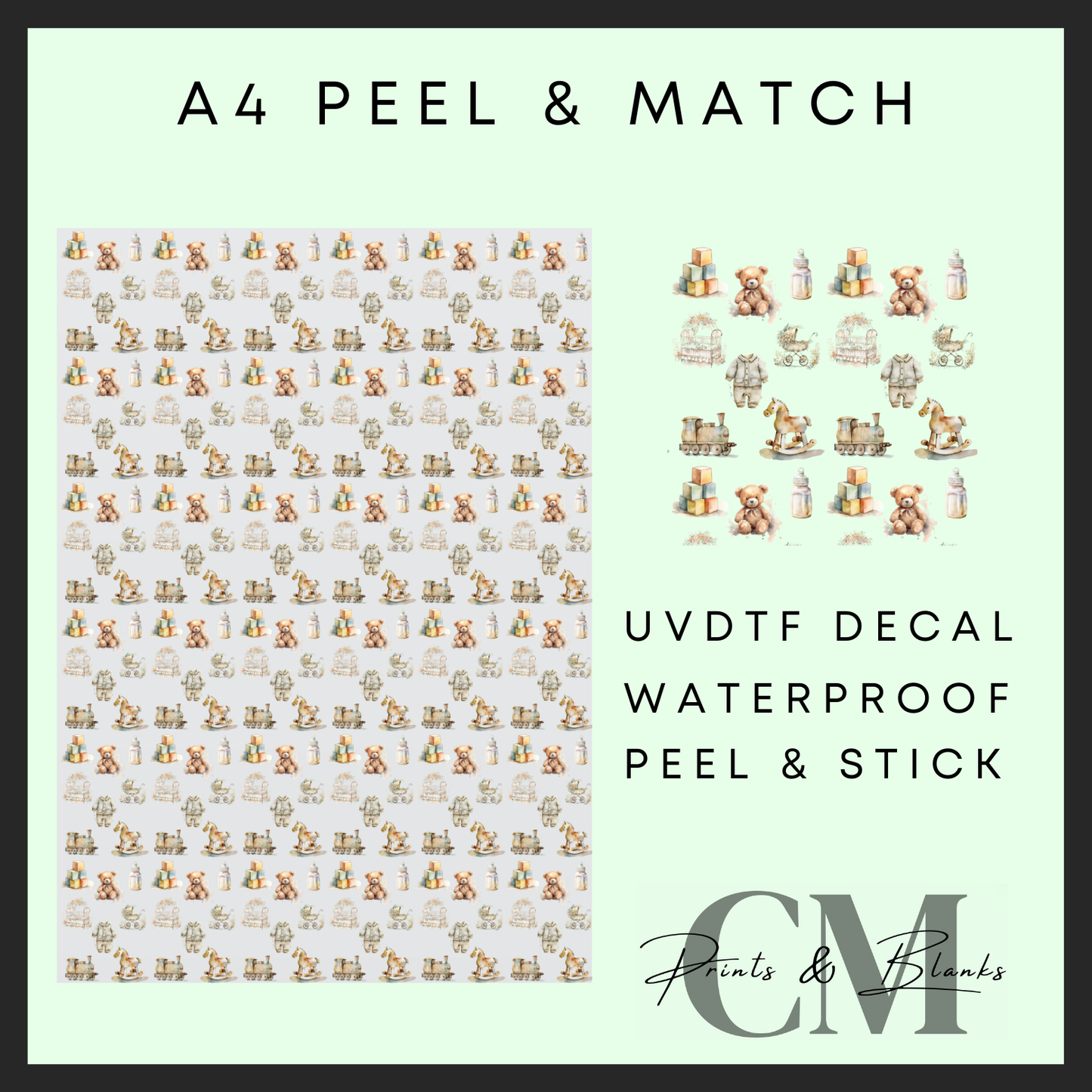 Neutral baby A4 Peel & Match Uvdtf sheet