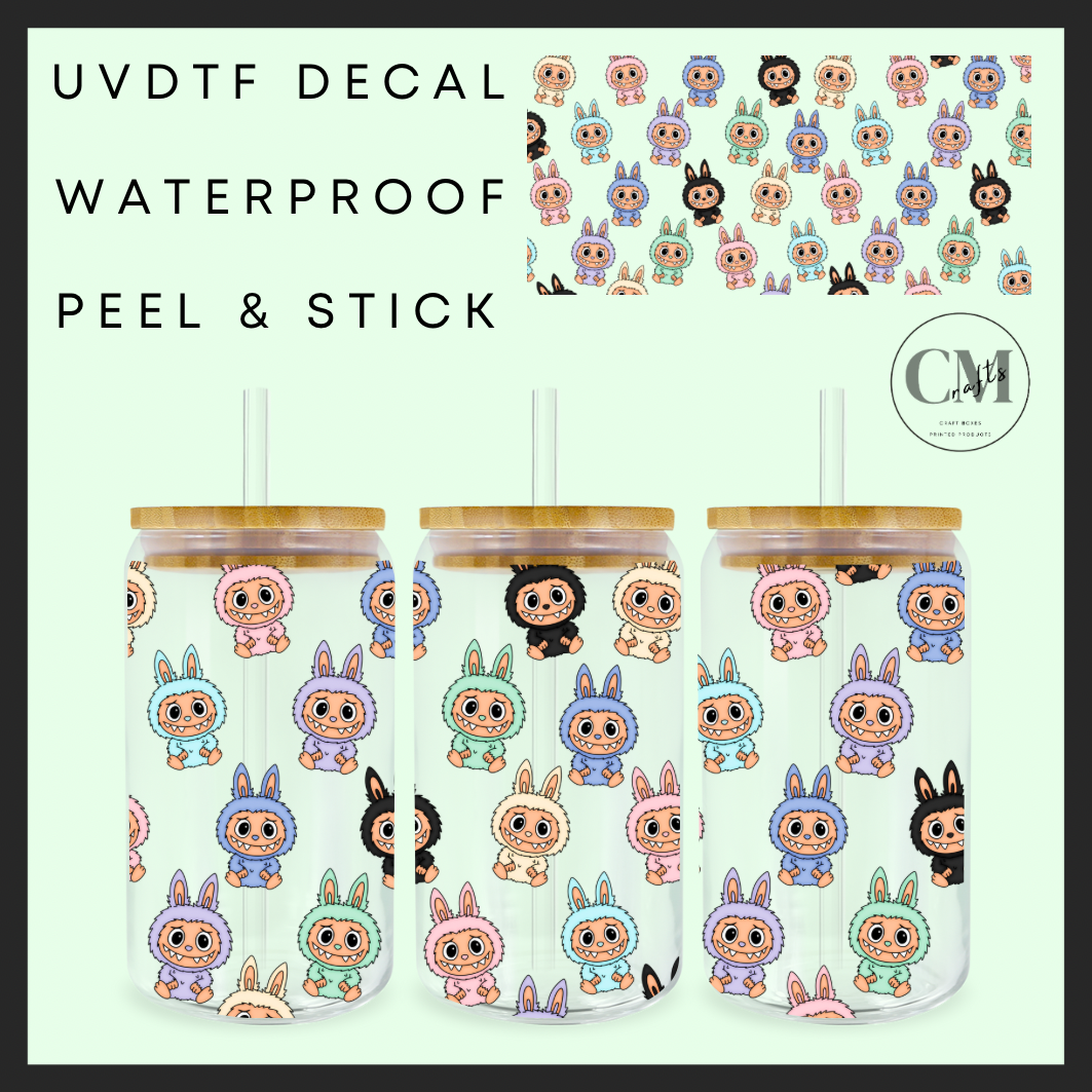 Sitting pretty repeated monsters 16oz Uvdtf wrap