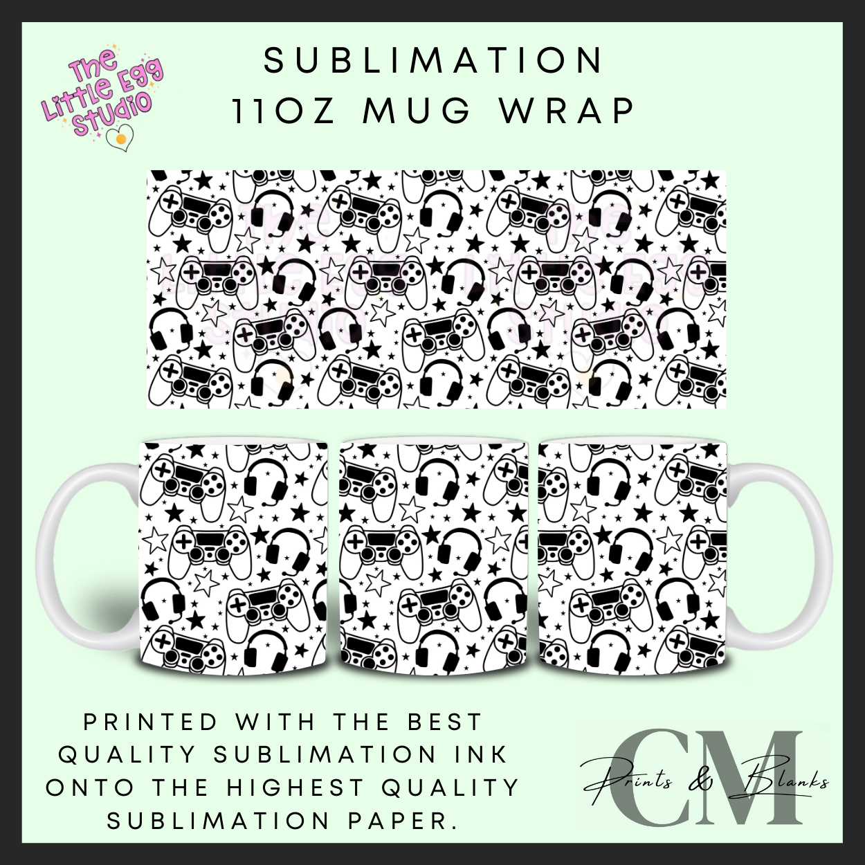 Ps console 11oz sublimation mug wrap