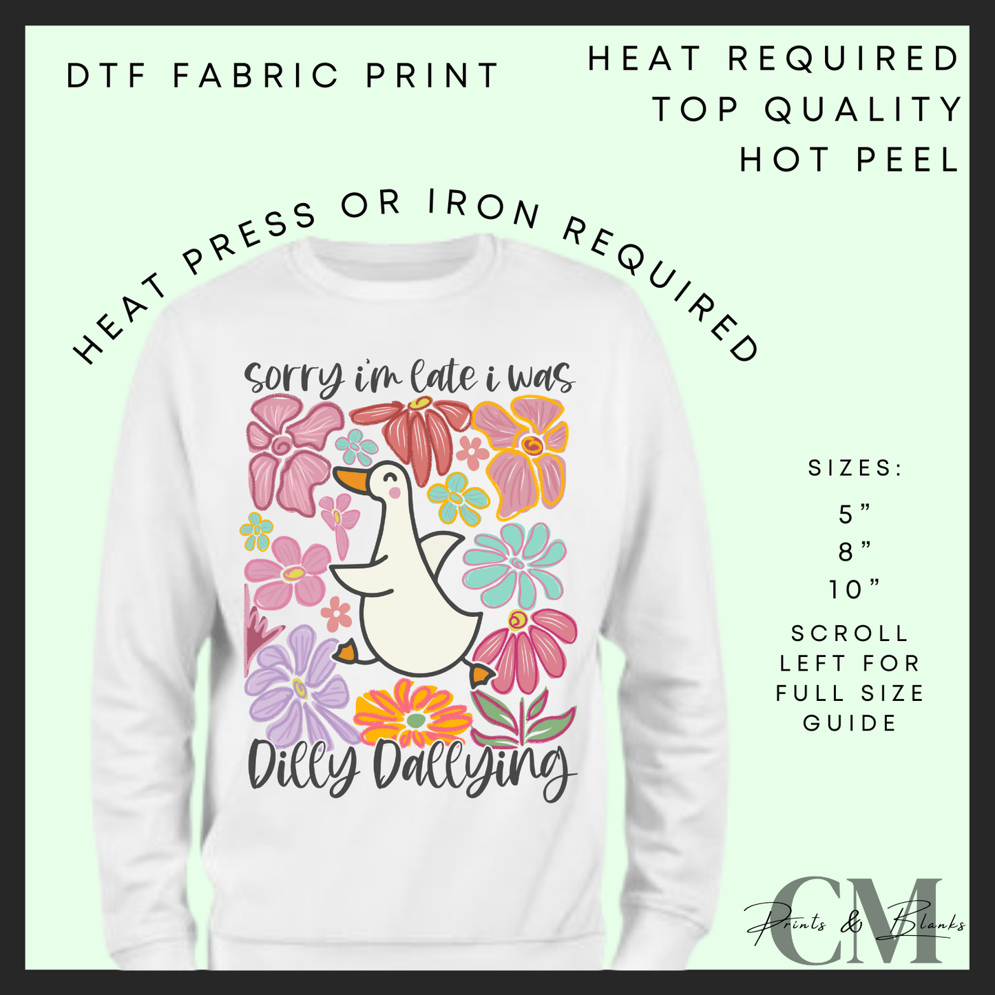 Dilly dallying goose DTF transfer