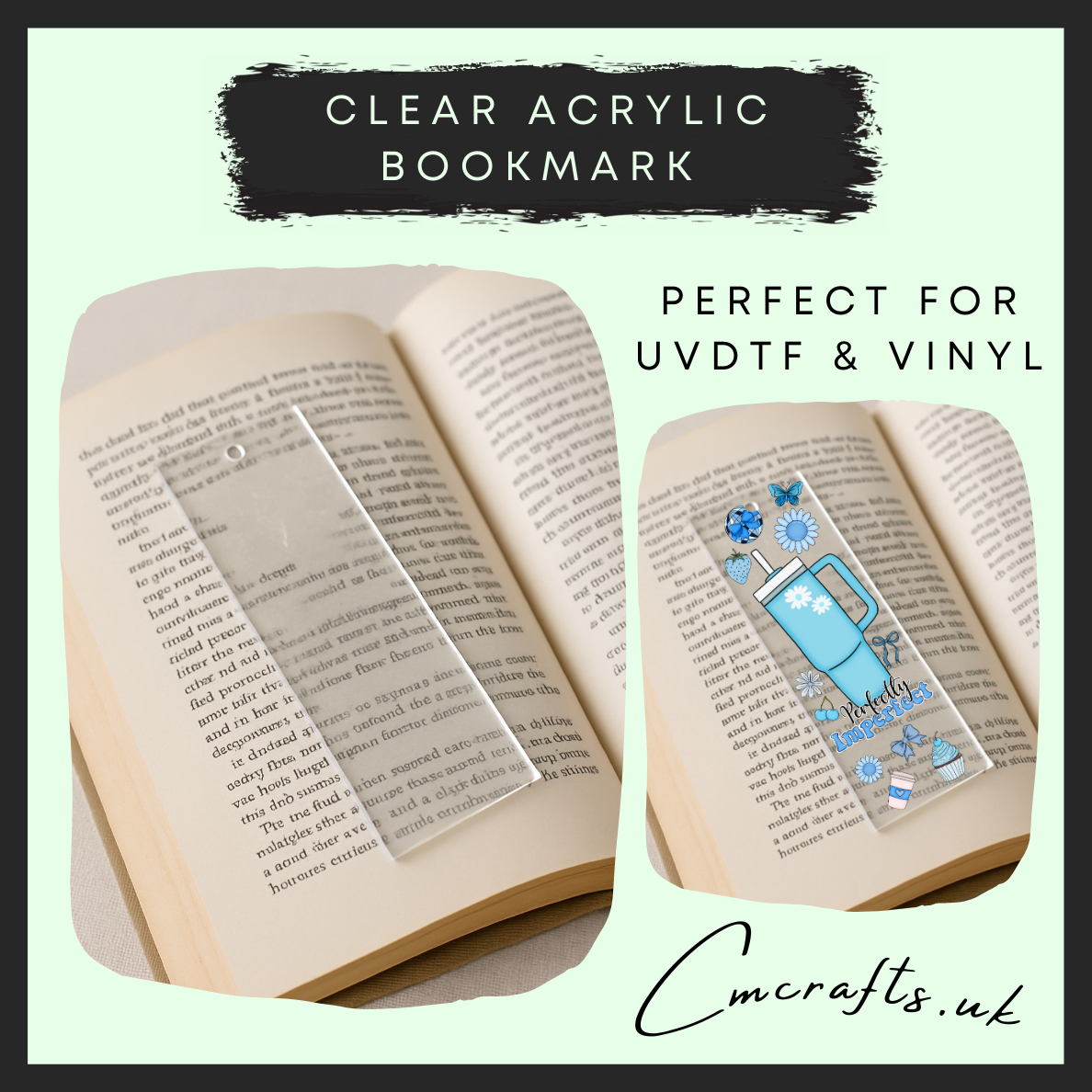 Clear acrylic bookmark (4x12cm)