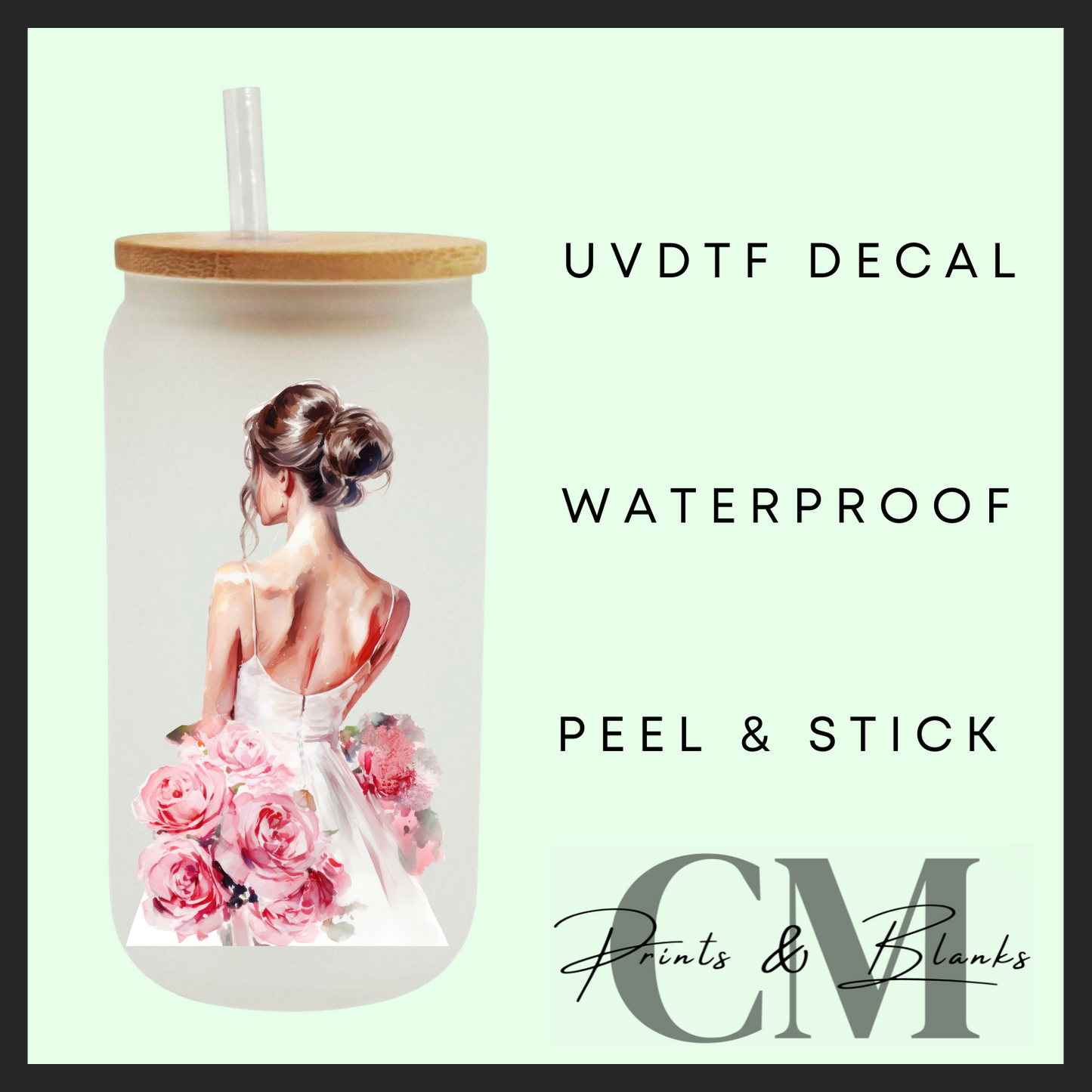 Wedding dress girls uvdtf single decal (4” / 10cm)