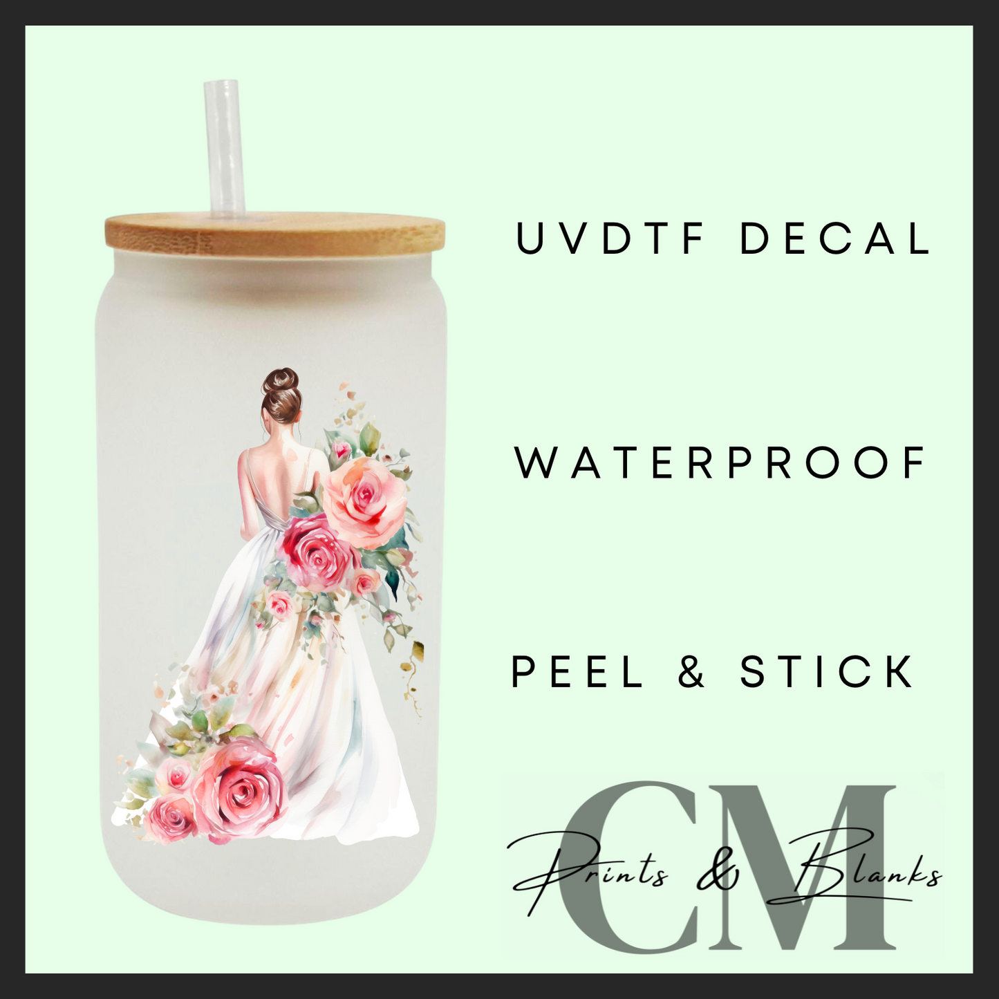 Wedding dress girls uvdtf single decal (4” / 10cm)