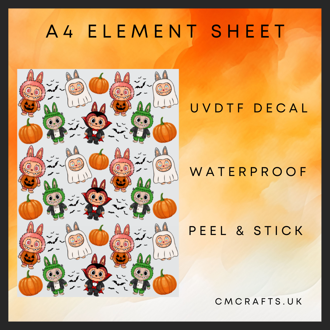 Repeated hallowern monsters Uvdtf A4 element sheet
