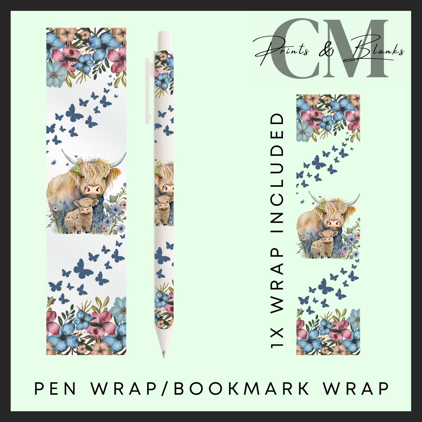 The highland cow collection, bookmark and pen wraps