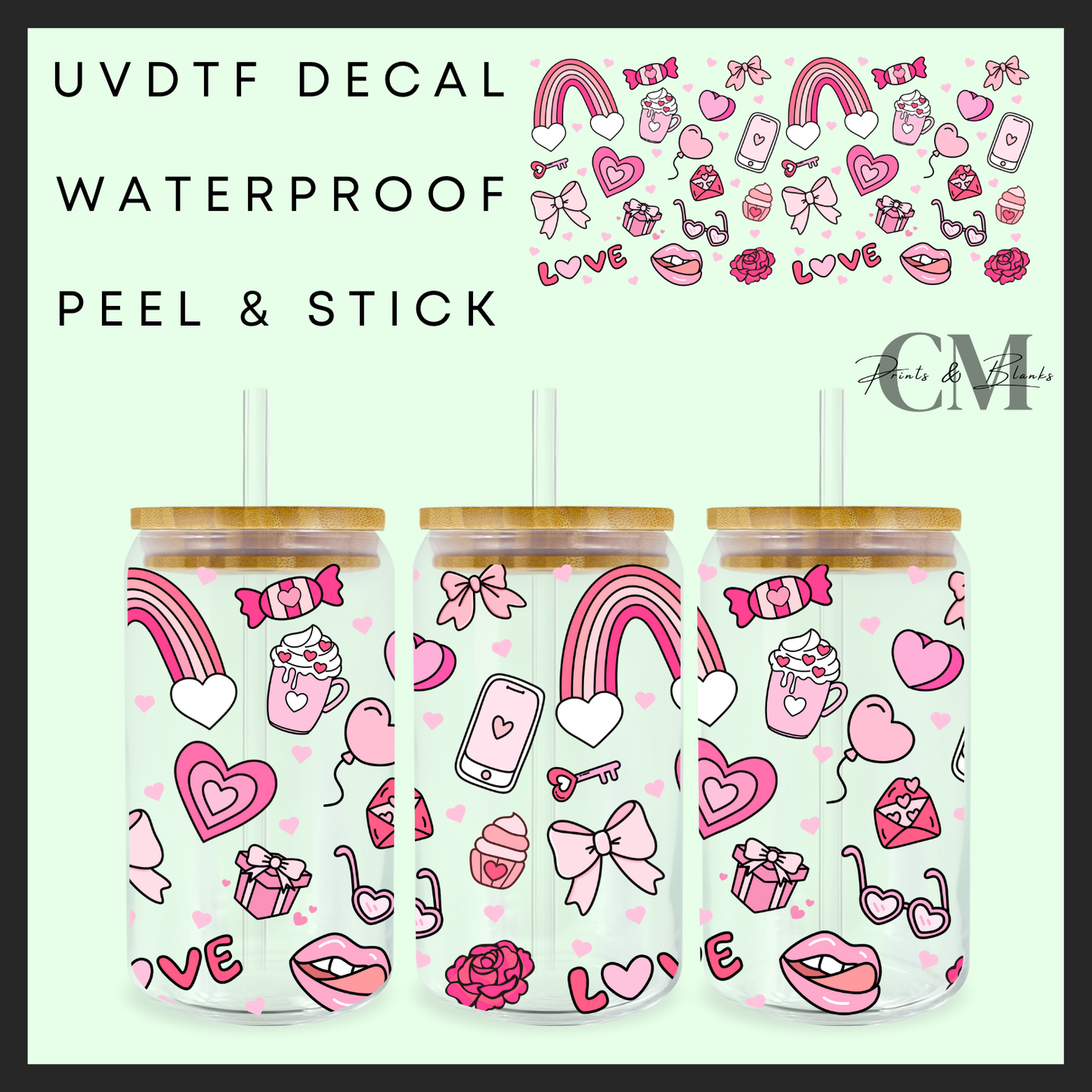 Dark pink rainbow vibes 16oz uvdtf wrap