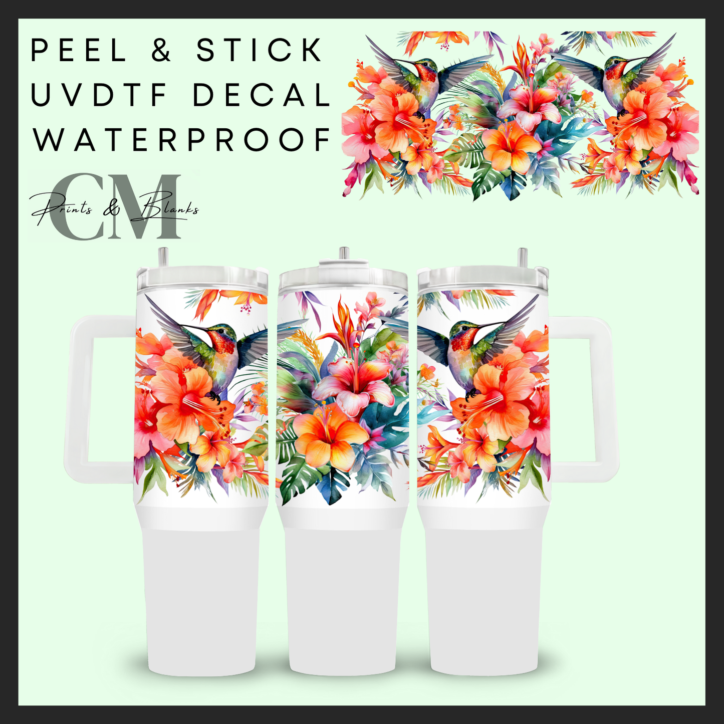 Flower birds 40oz Uvdtf wrap
