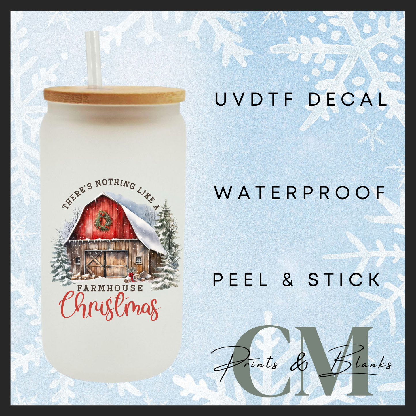 Farm style Christmas uvdtf single transfers (4” / 10cm)