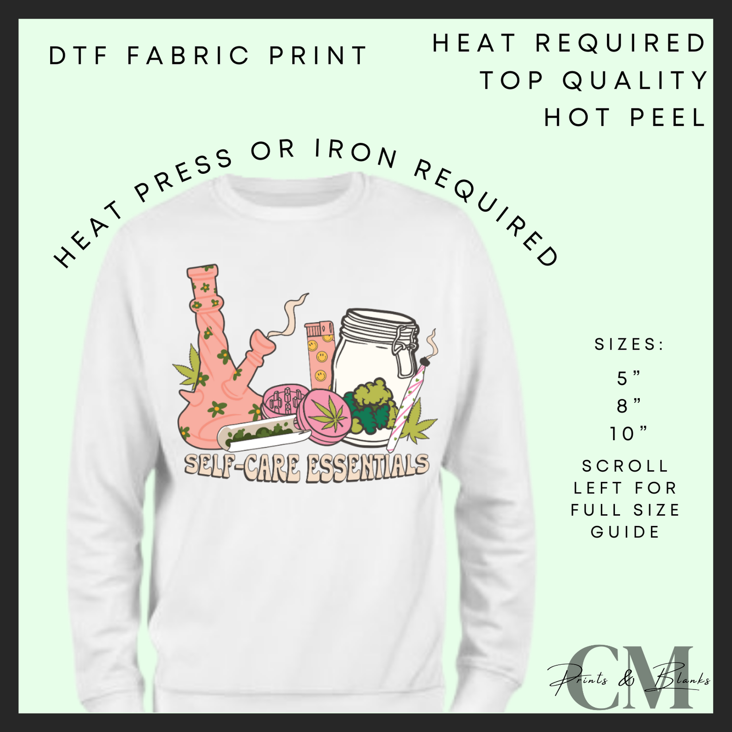 Self care essentials DTF transfer
