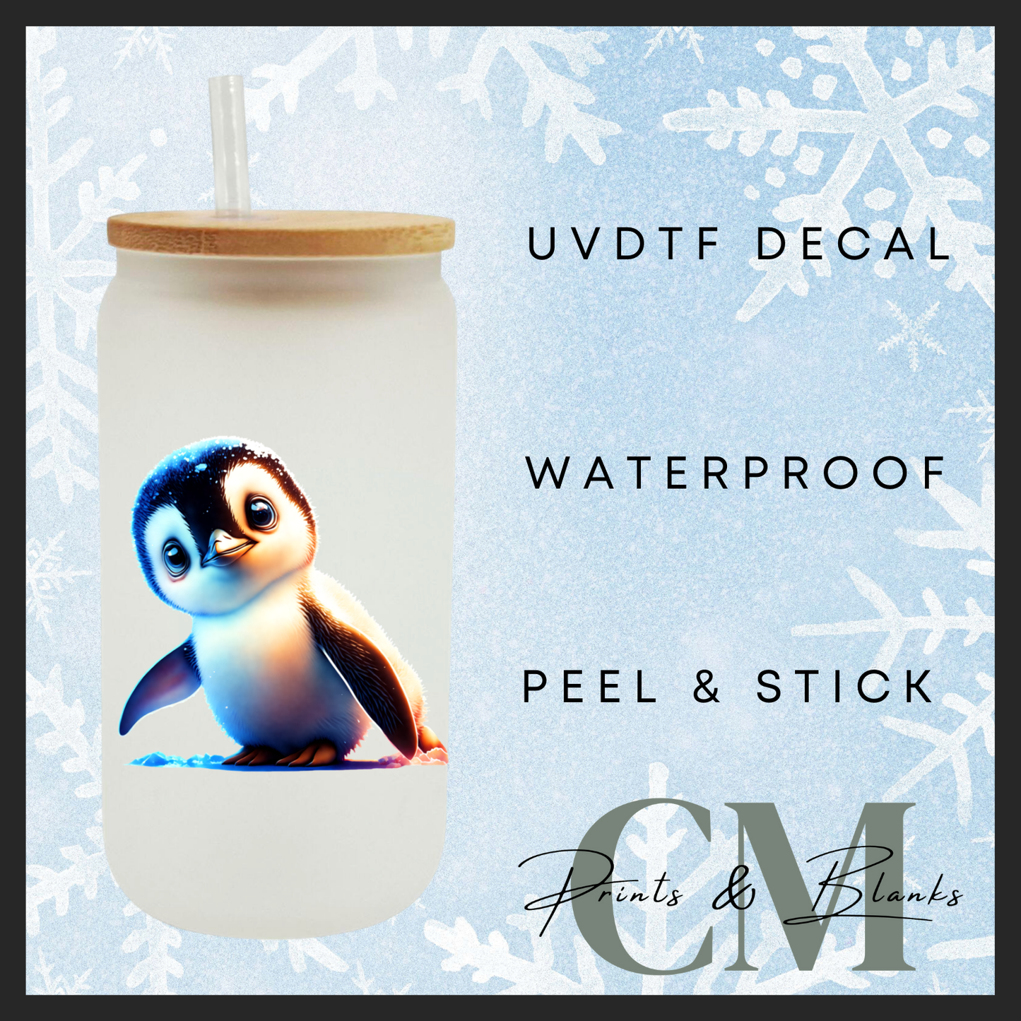Christmas penguins Uvdtf single transfers (4” / 10cm)