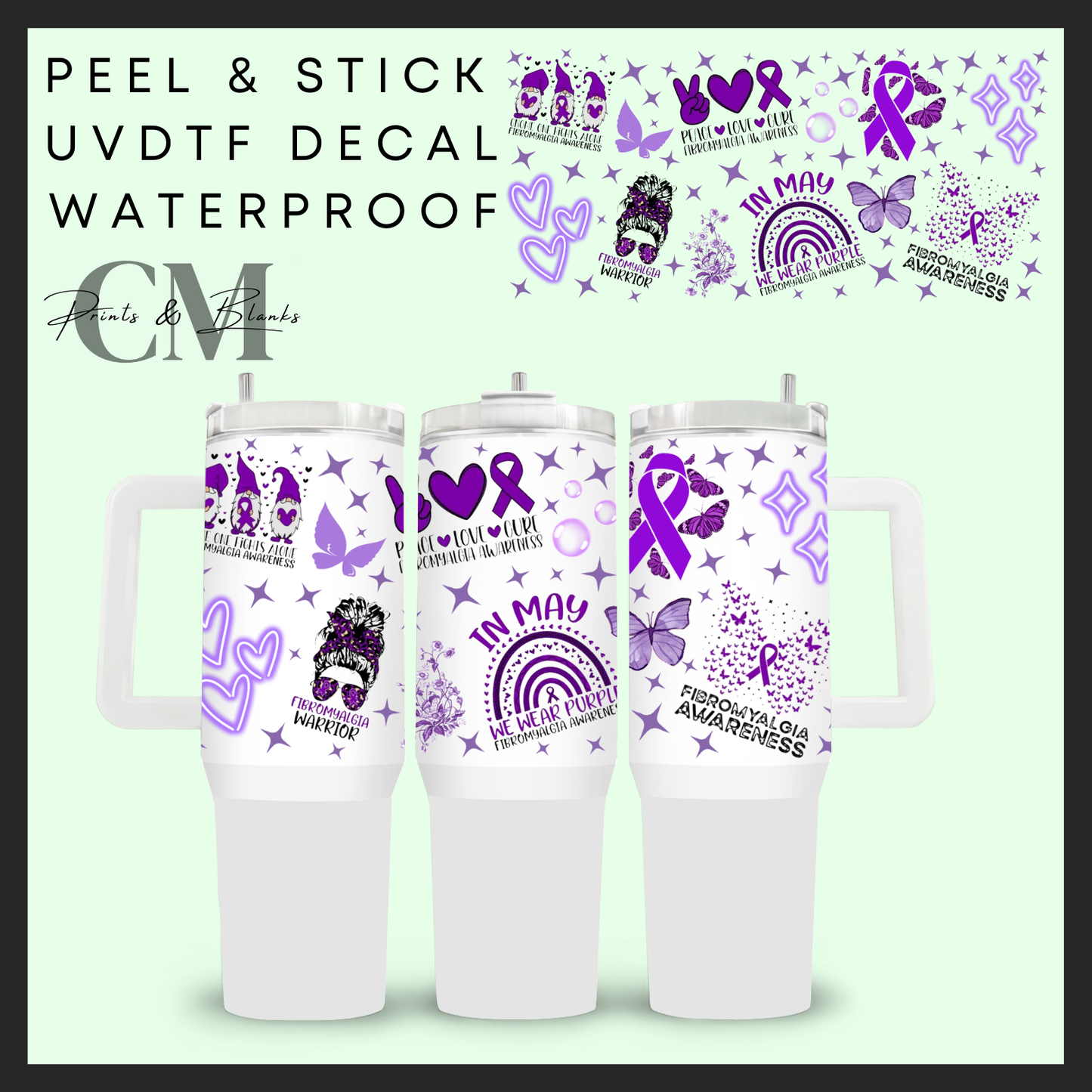 Fibromyalgia awareness 40oz Uvdtf wrap