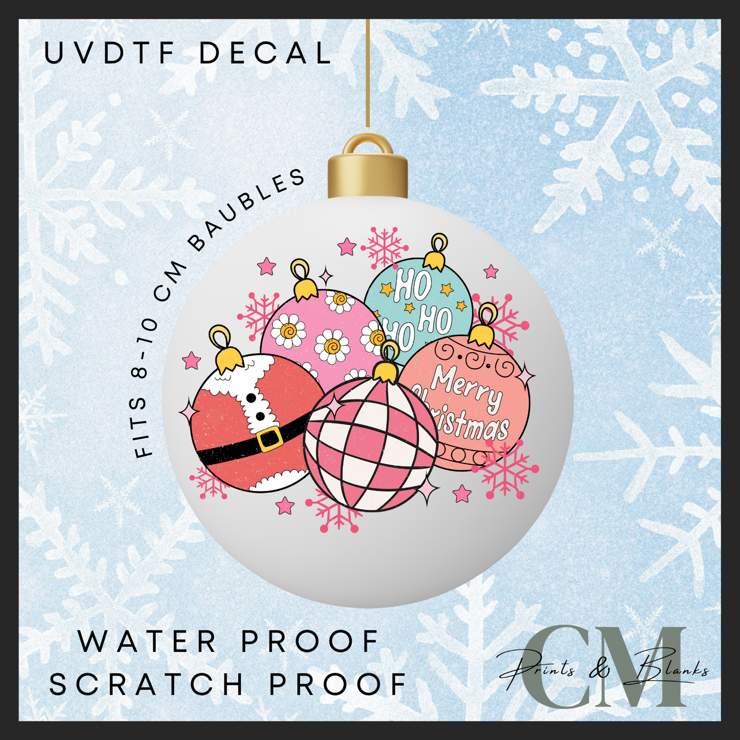 Christmas baubles 8-10cm bauble Uvdtf decal