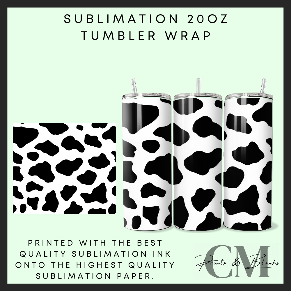 Cow print Sublimation 20oz tumbler wrap