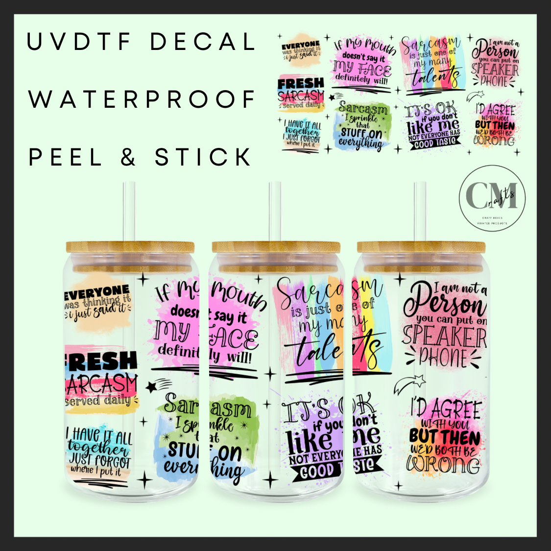 Sarcasm 16oz Uvdtf wrap